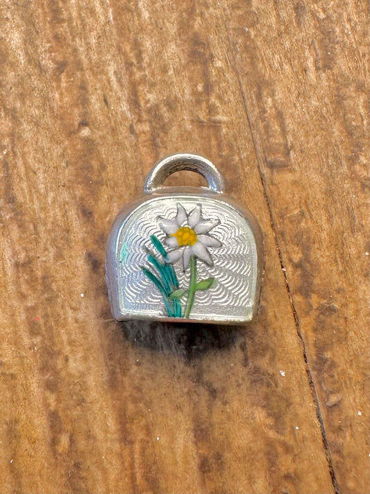 Enamel Edelweiss Flower Bell 925 Sterling Silver Charm Pendant