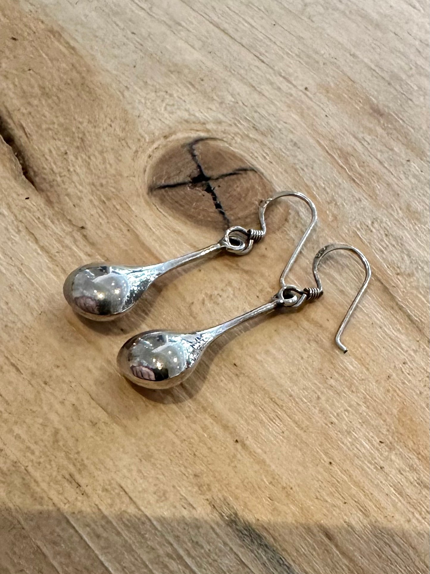 Vintage Tear Drop Dangle 925 Silver Earrings