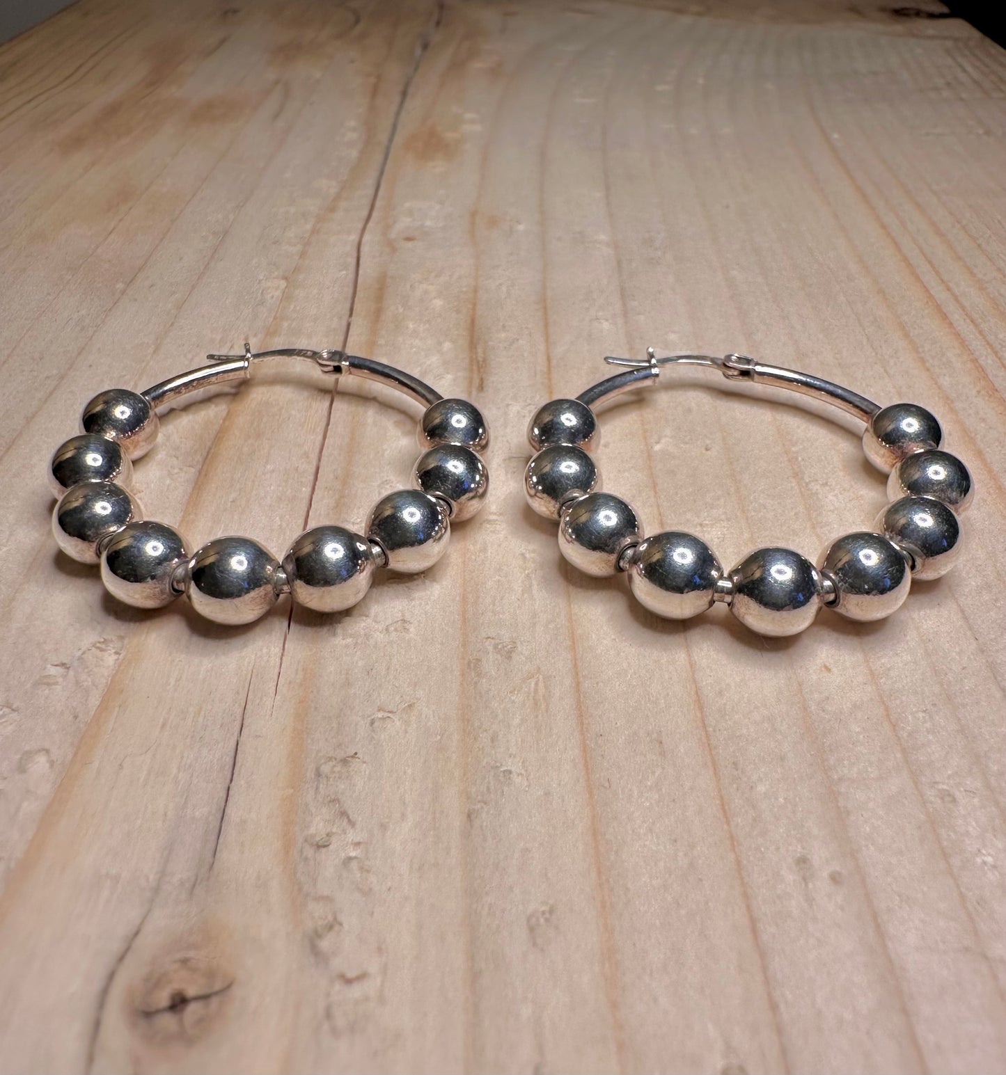 Bubble Hoop 925 Sterling Silver Earrings