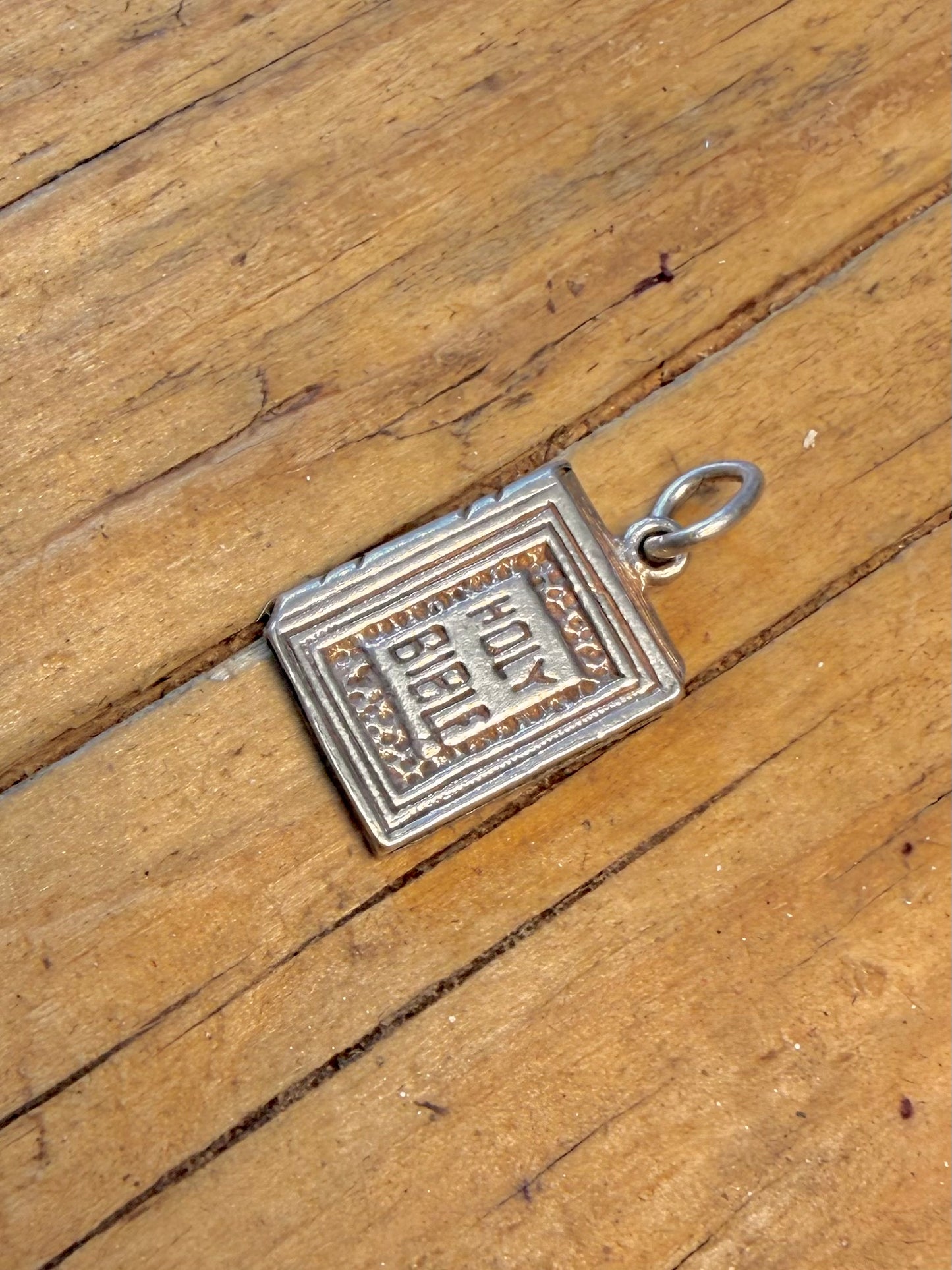 Holy Bible Textured Charm 925 Sterling Silver Pendant