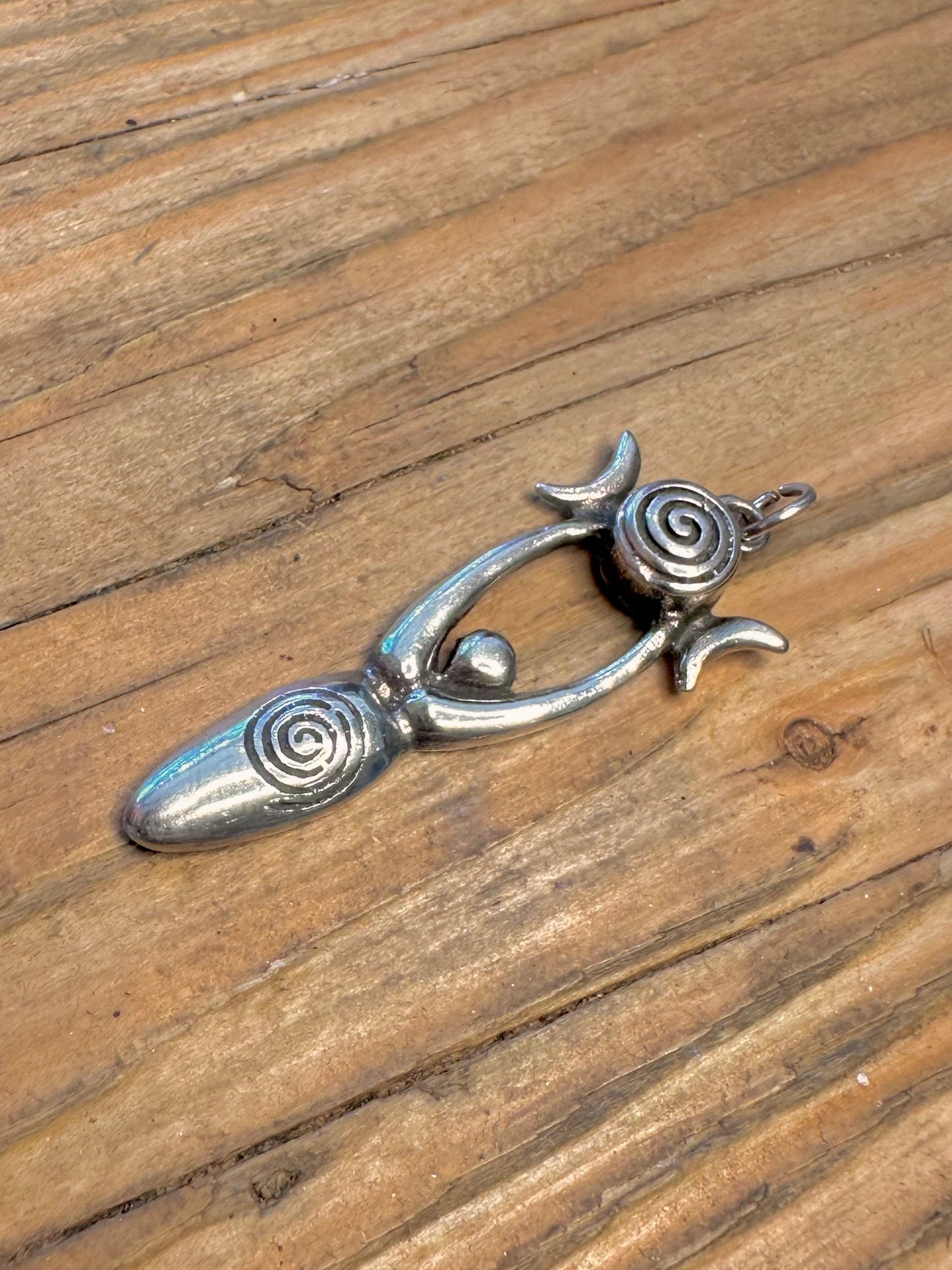 Triple Moon Spiral Goddess 925 Sterling Silver Pendant