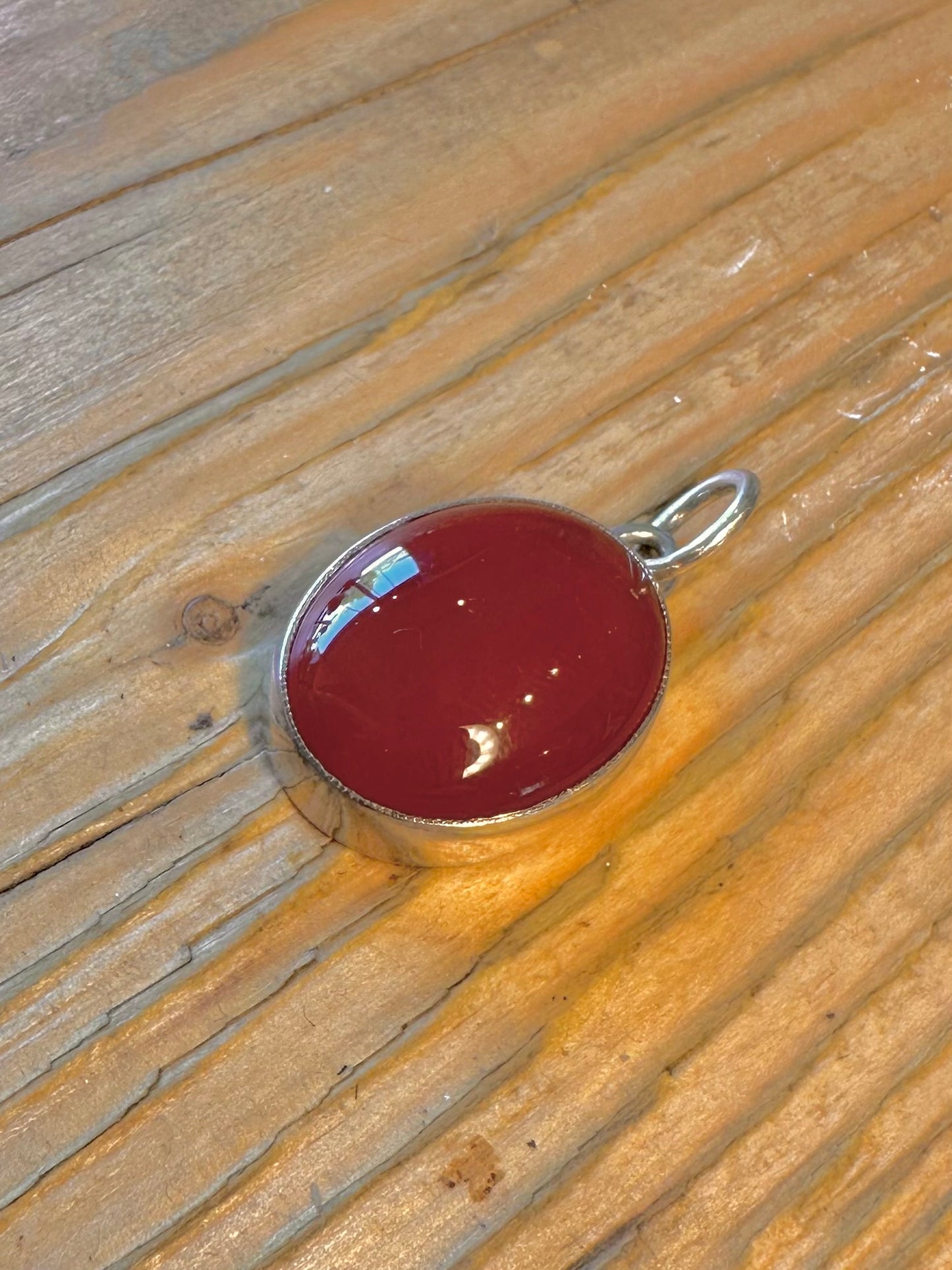 Carnelian Oval 925 Sterling Silver Pendant