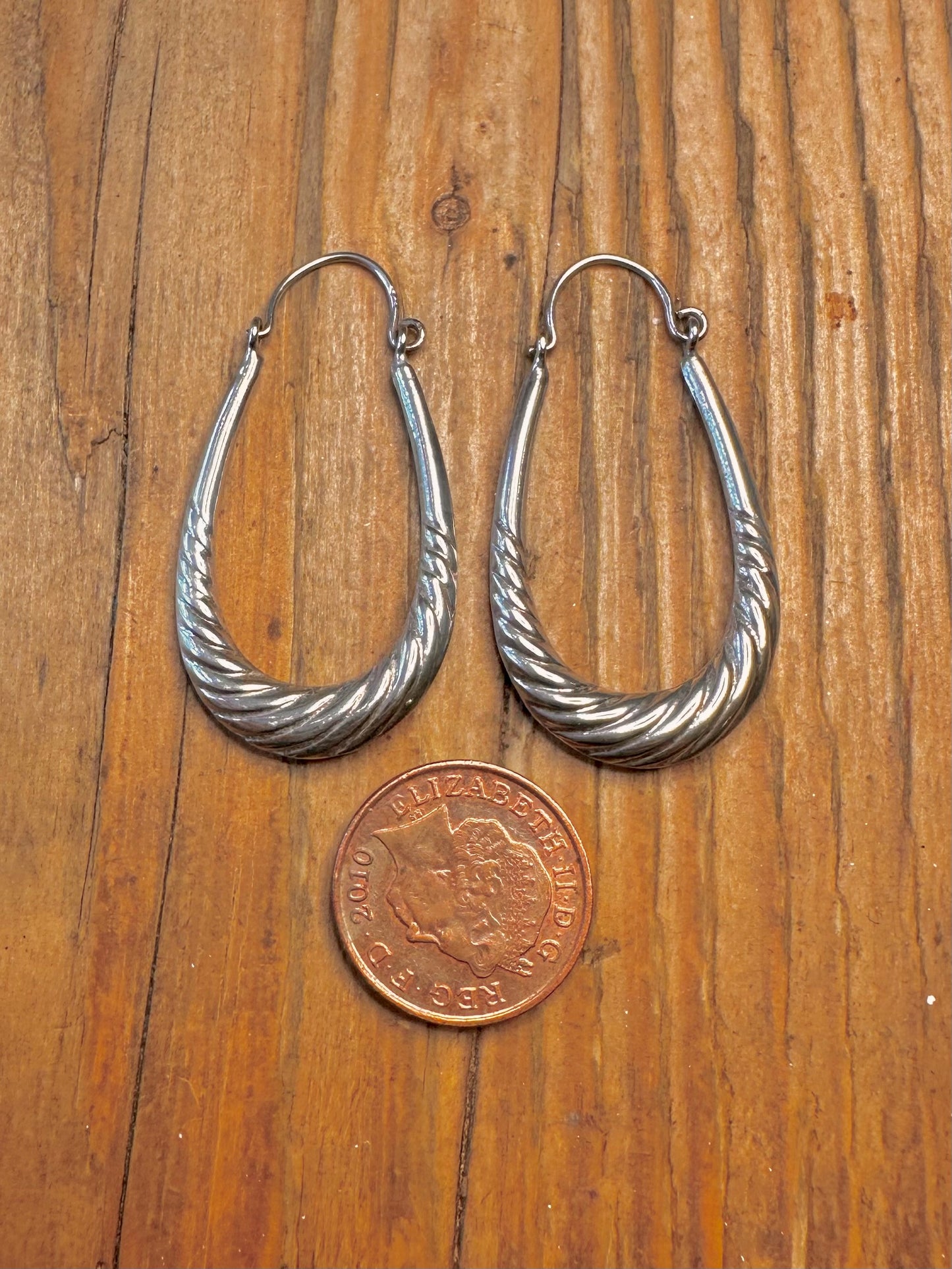 Oval Rope Gradient Hoop 925 Sterling Silver Earrings