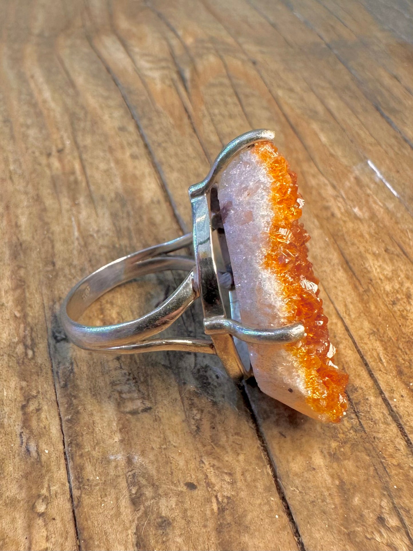 Citrine Crystal 925 Sterling Silver Size Q1/2 Ring