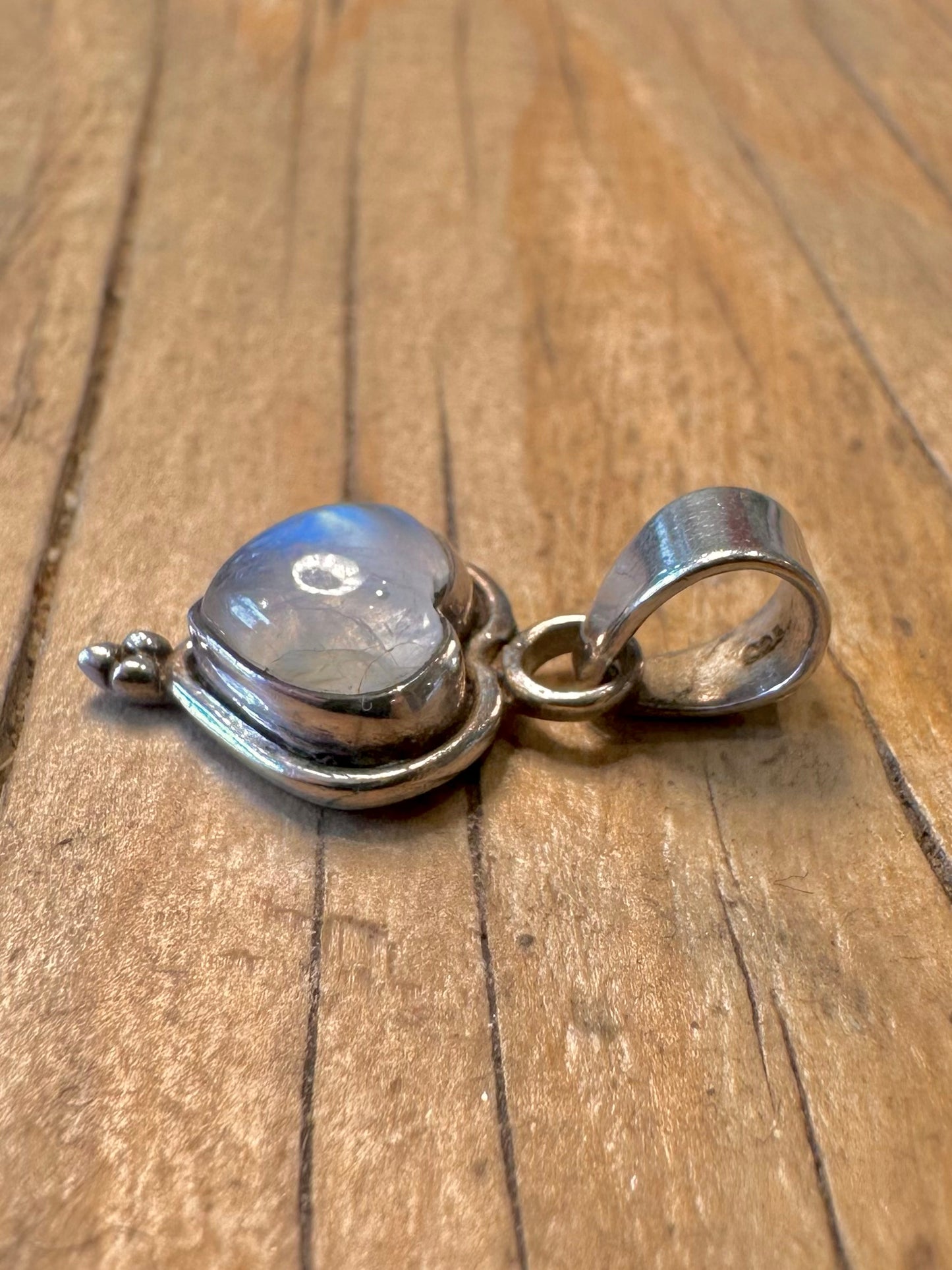 Vintage Herz Mondstein 925 Sterling Silber Anhänger