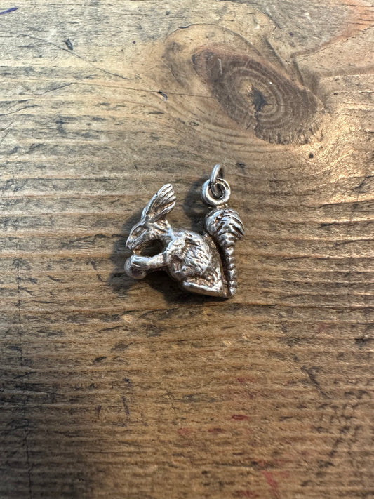 Vintage Squirrel 925 Silver Charm Pendant