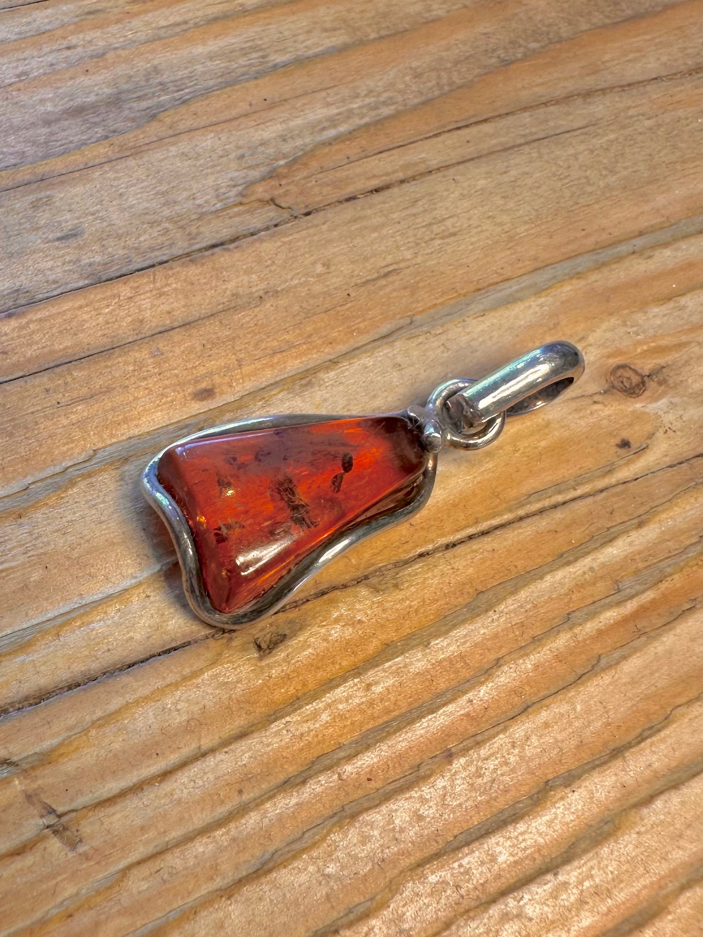Abstract Amber 925 Sterling Silver Pendant