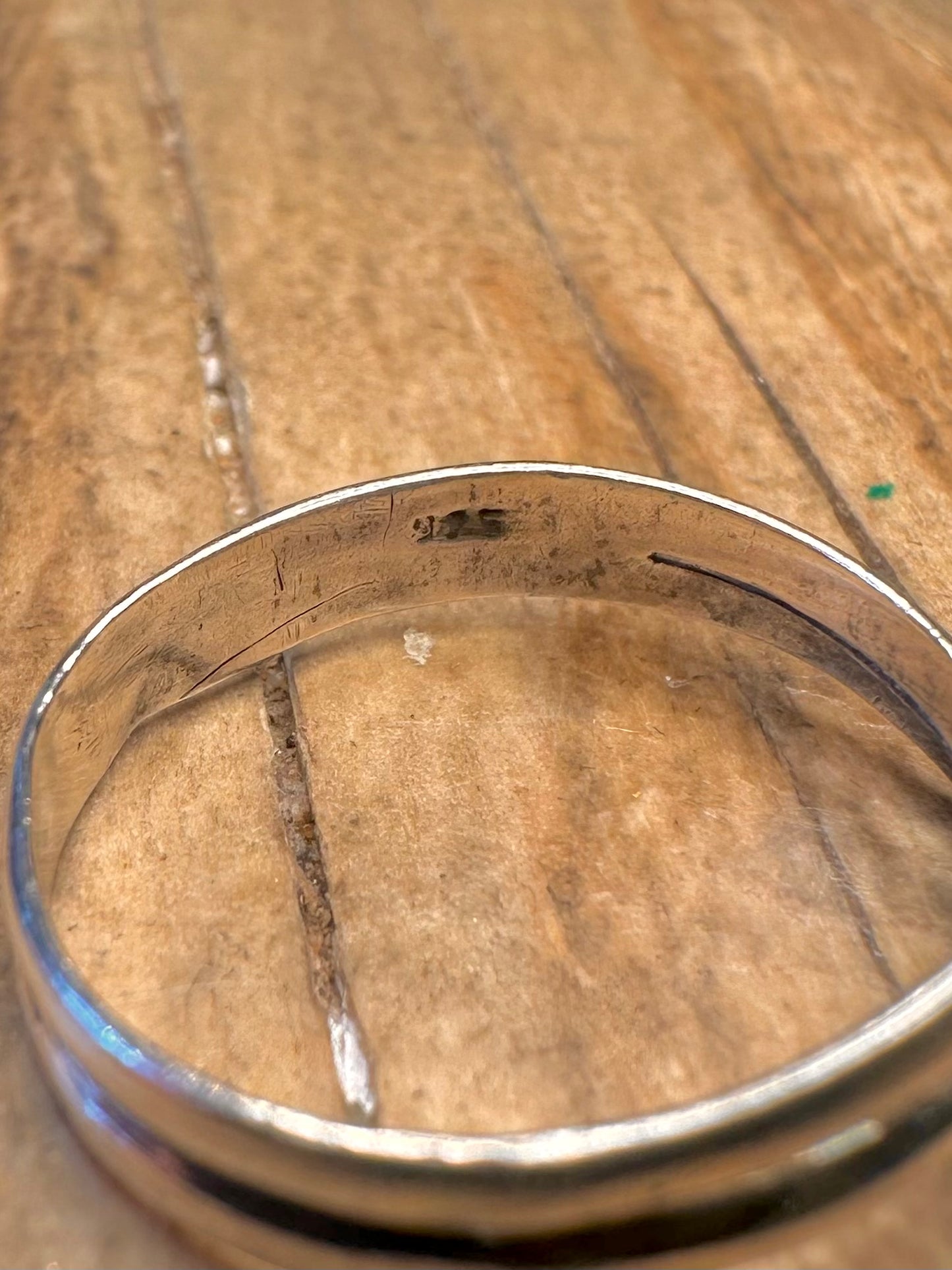 Vintage Snake Garnet Overlapping 925 Sterling Silver Size Q Ring