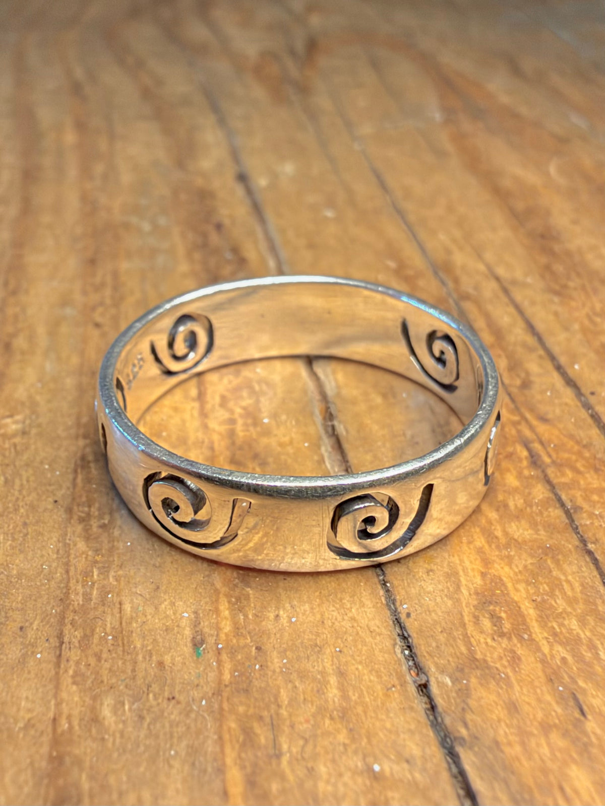 Swirl Band 925 Sterling Silver Size T1/2 Ring