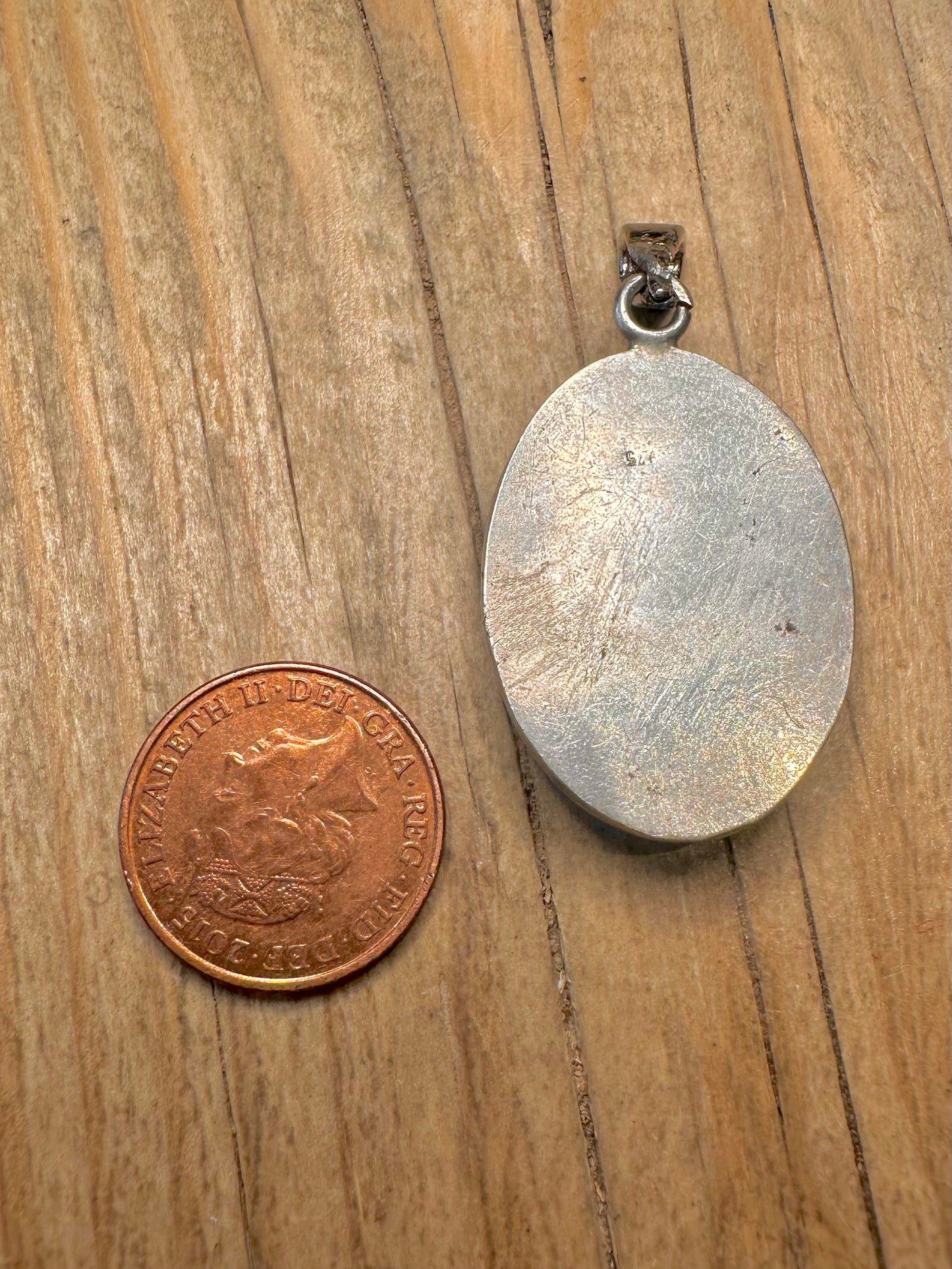 Vintage Oval Turquoise 925 Sterling Silver Pendant