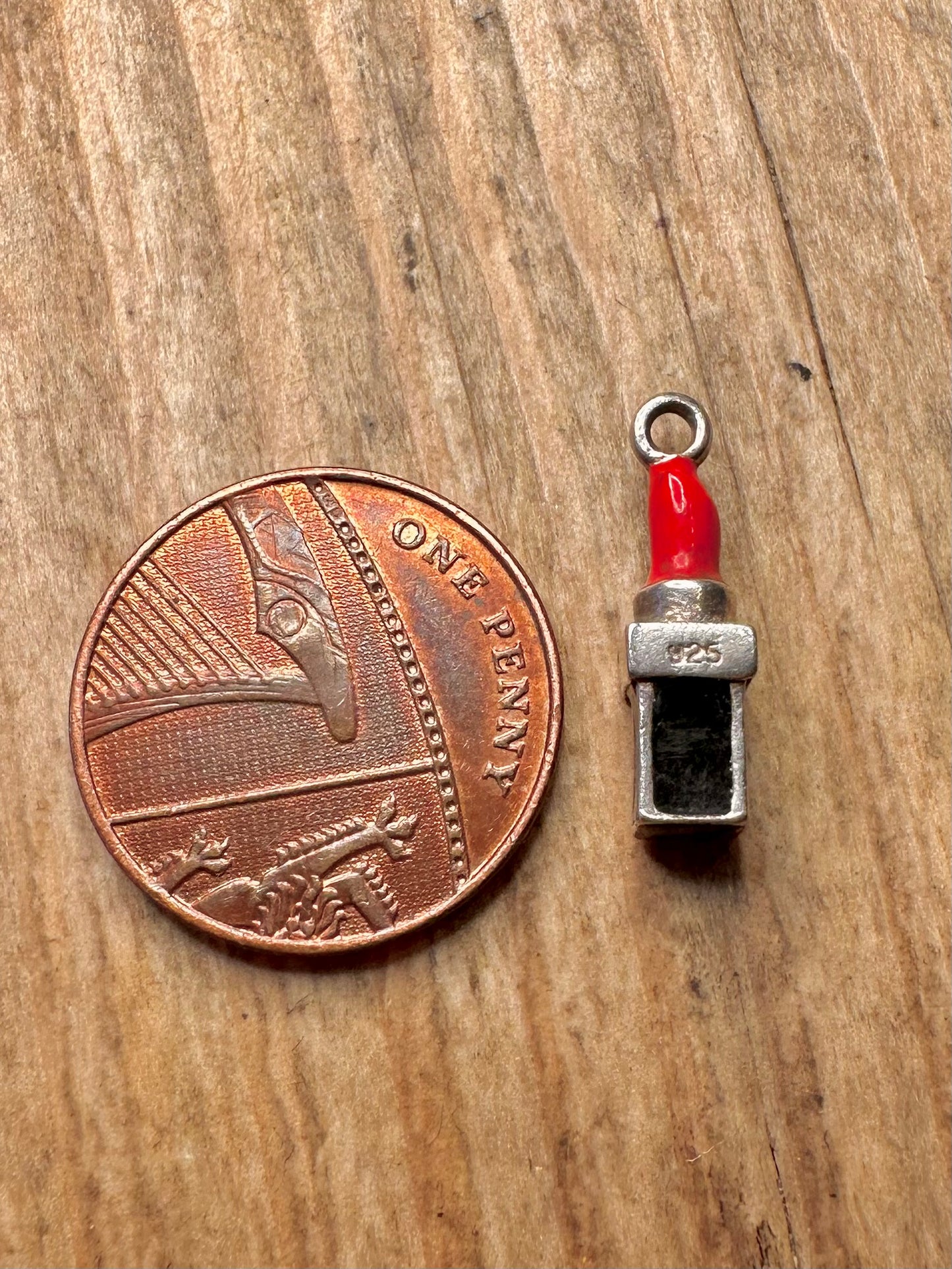 Vintage Lipstick 925 Sterling Silver Charm Pendant