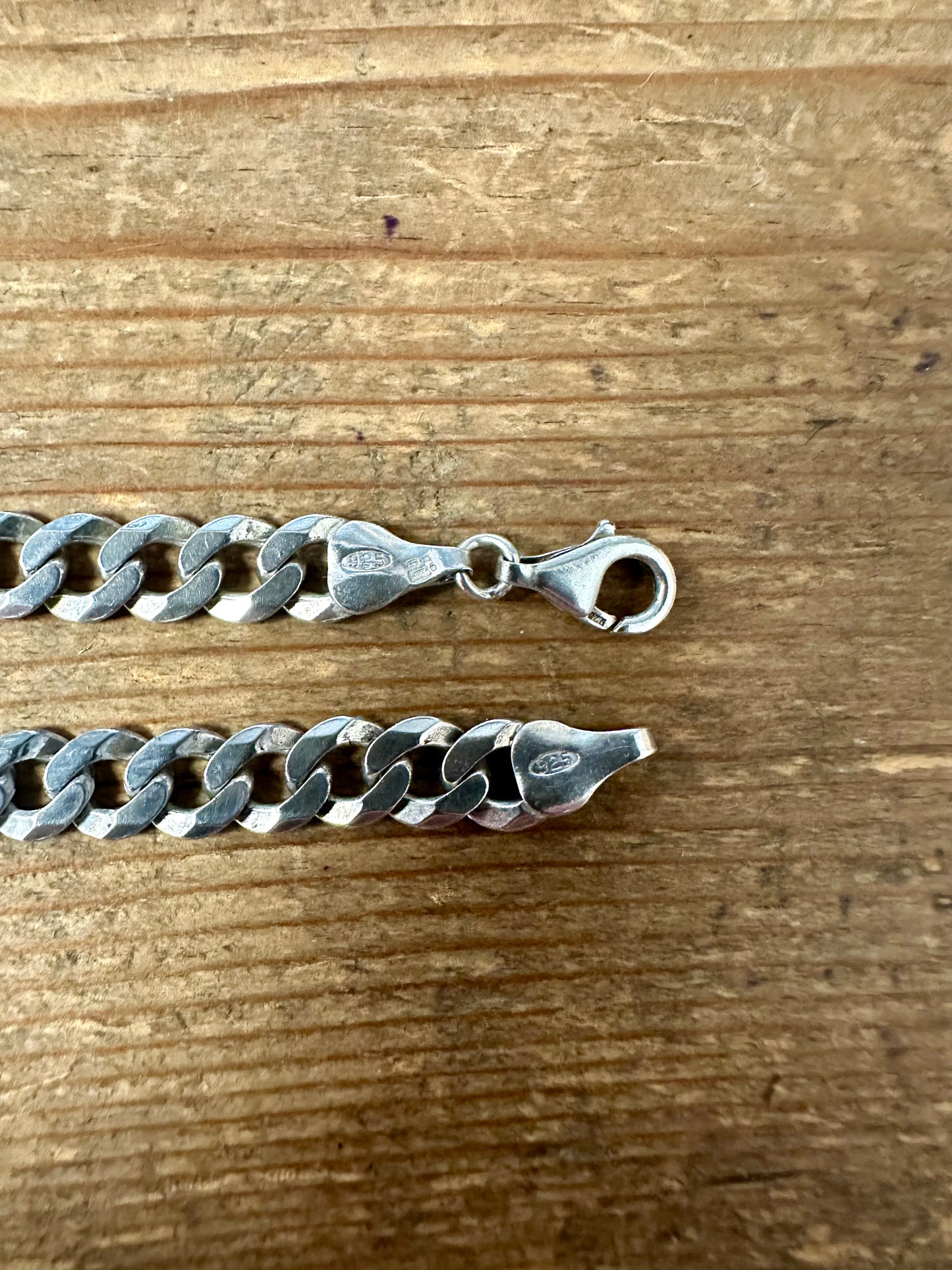 Vintage Flat Curb Chain 925 Silver Birmingham Bracelet