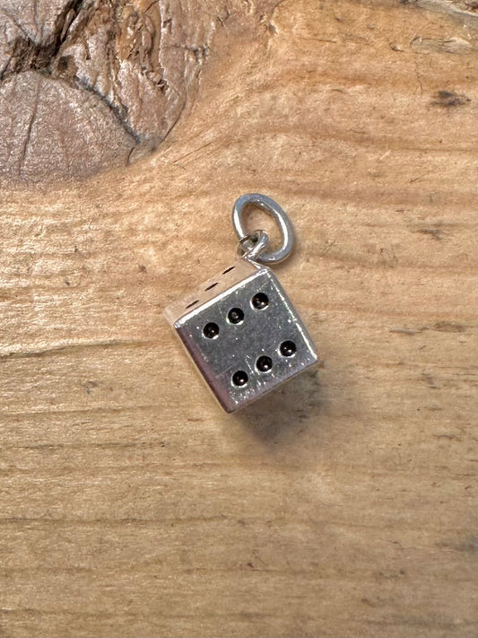 Vintage Dice 925 Silver Charm Pendant