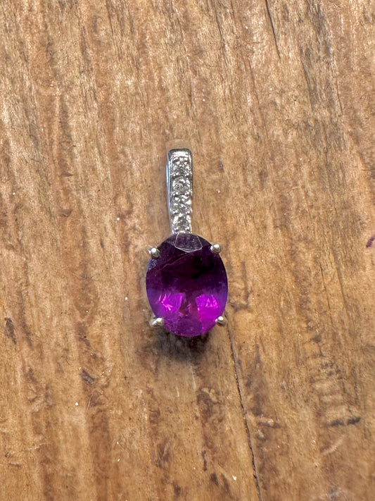 Amethyst and CZ 925 Sterling Silver Pendant