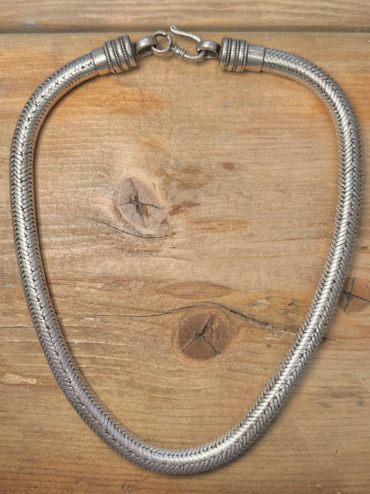 Vintage Chunky Snake Chain Hook Clasp 925 Silver 19.8 inch Necklace