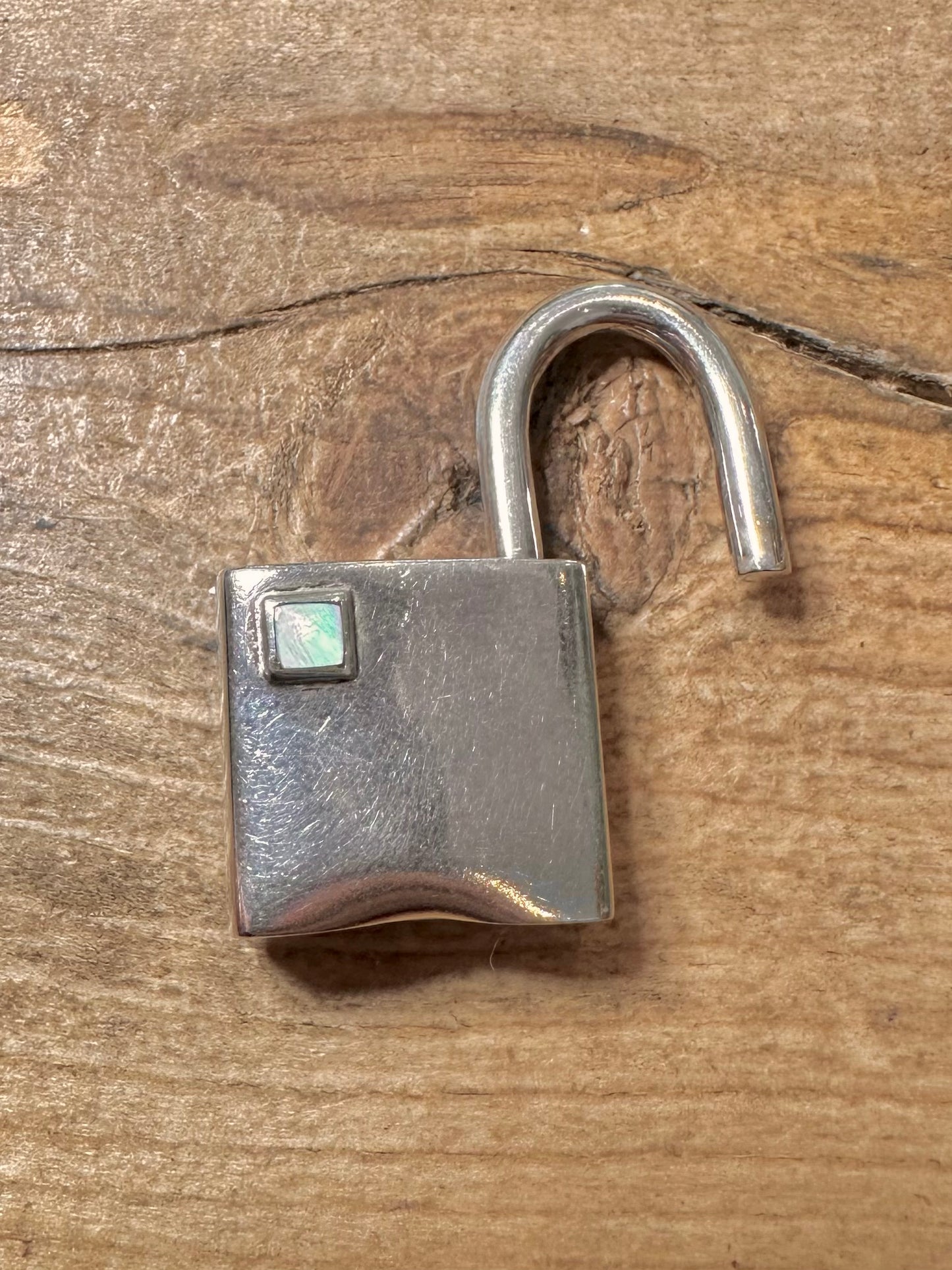 Modern Padlock Mother of Pearl 925 Silver Pendant