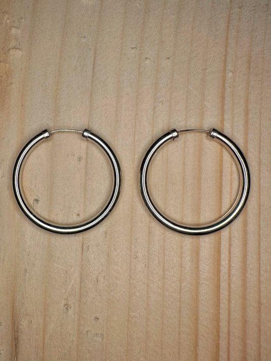 Rounded Hoops 925 Sterling Silver Earrings