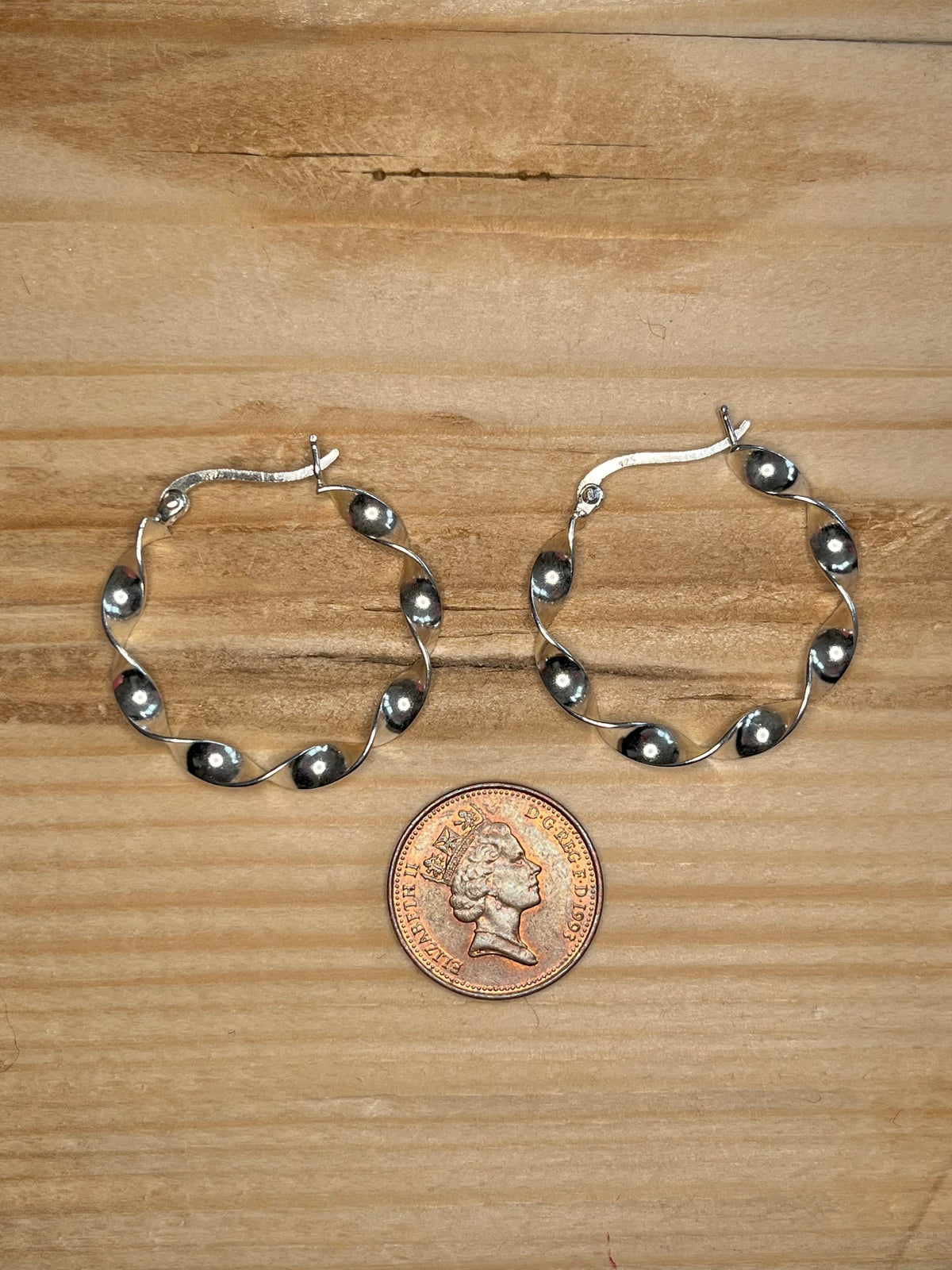 Thin Twisted 925 Sterling Silver Hoop Earrings
