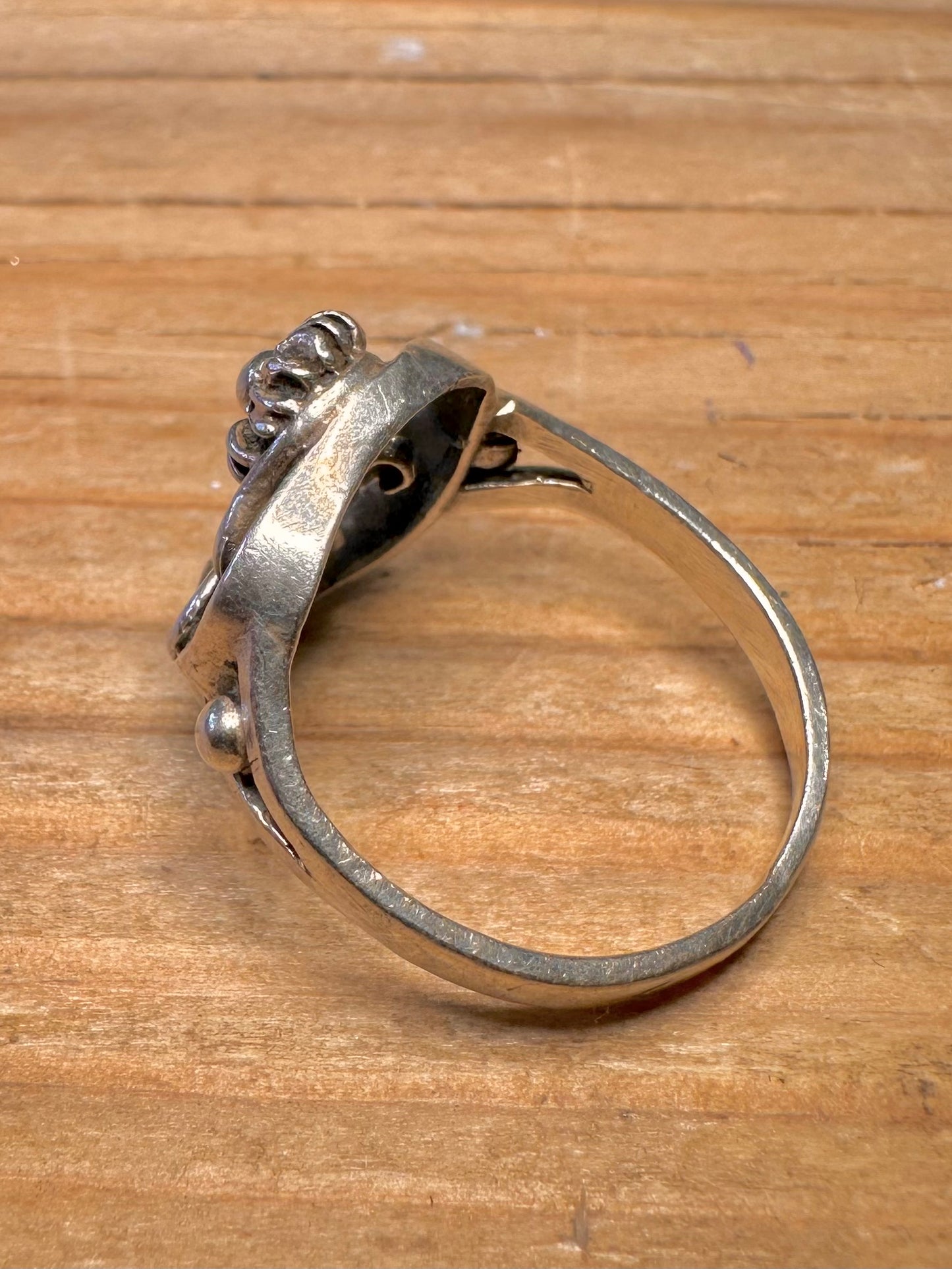 Abstract Floral Design 925 Sterling Silver Size S1/2 Ring