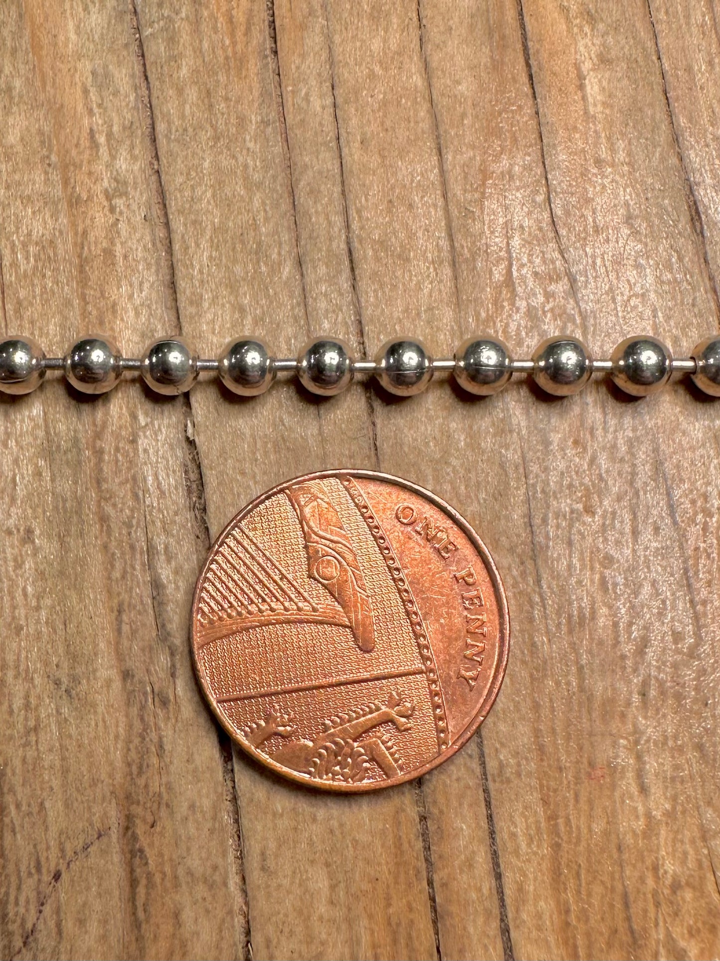 Vintage Ball Chain T Bar 925 Sterling Silver 15.5 inch Necklace