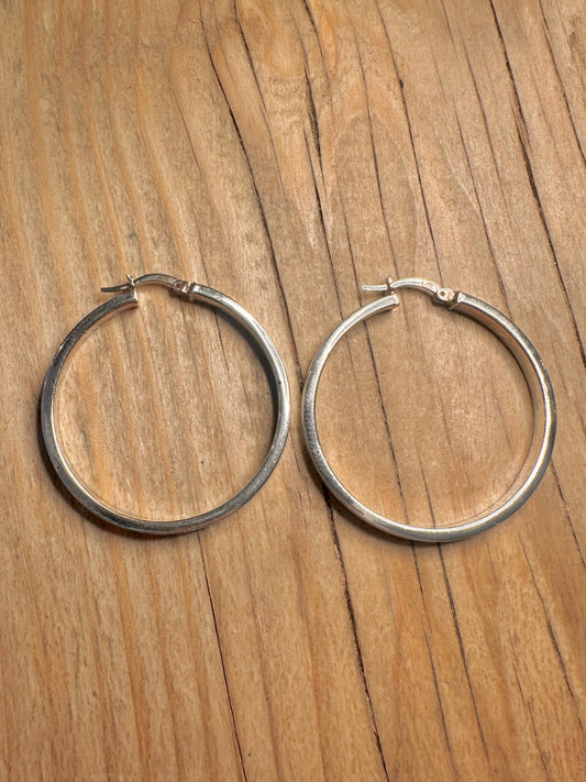 Vintage Chunky Hoops 925 Sterling Silver Earrings