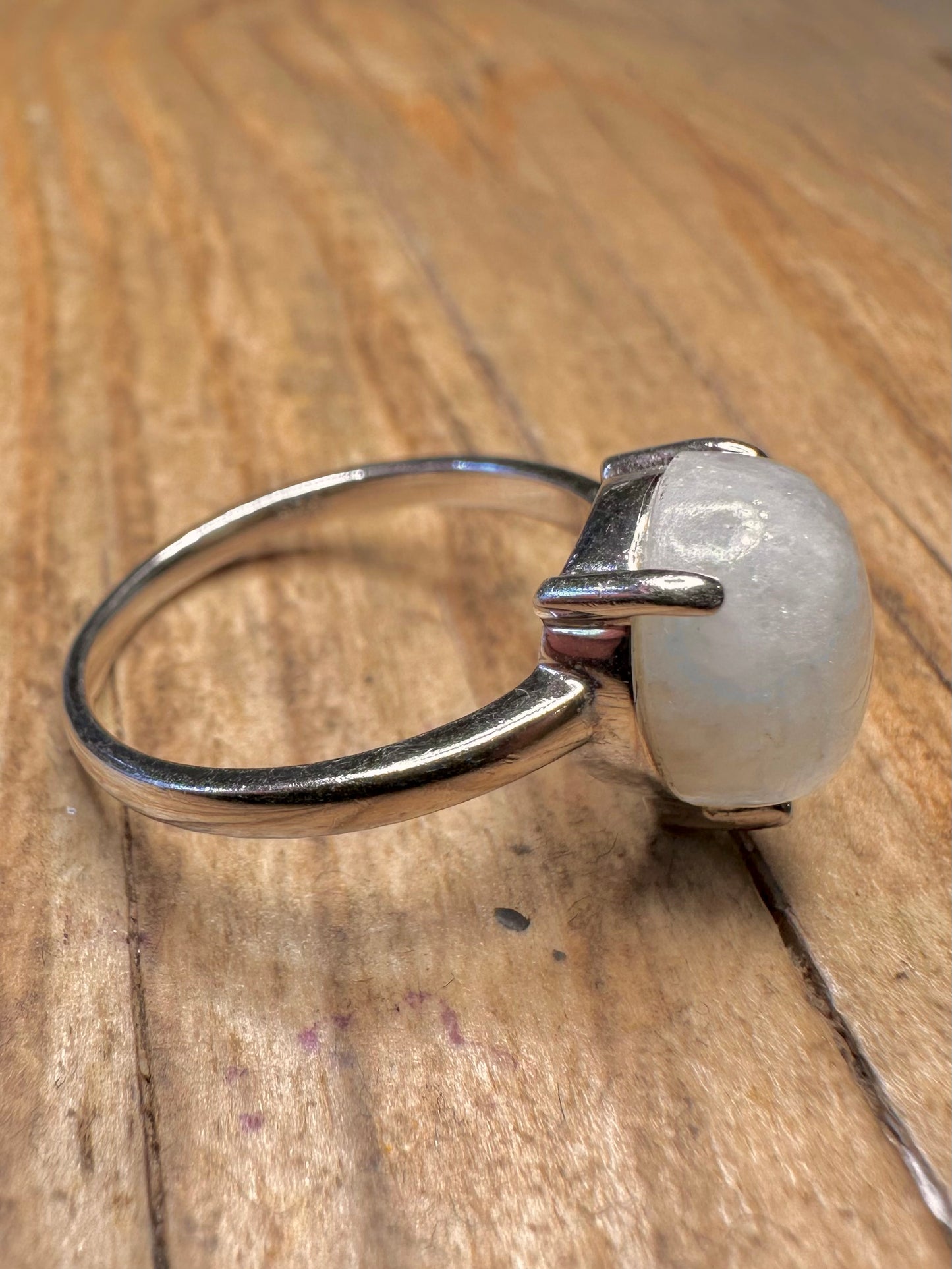Modern Moonstone 925 Sterling Silver Size S Ring