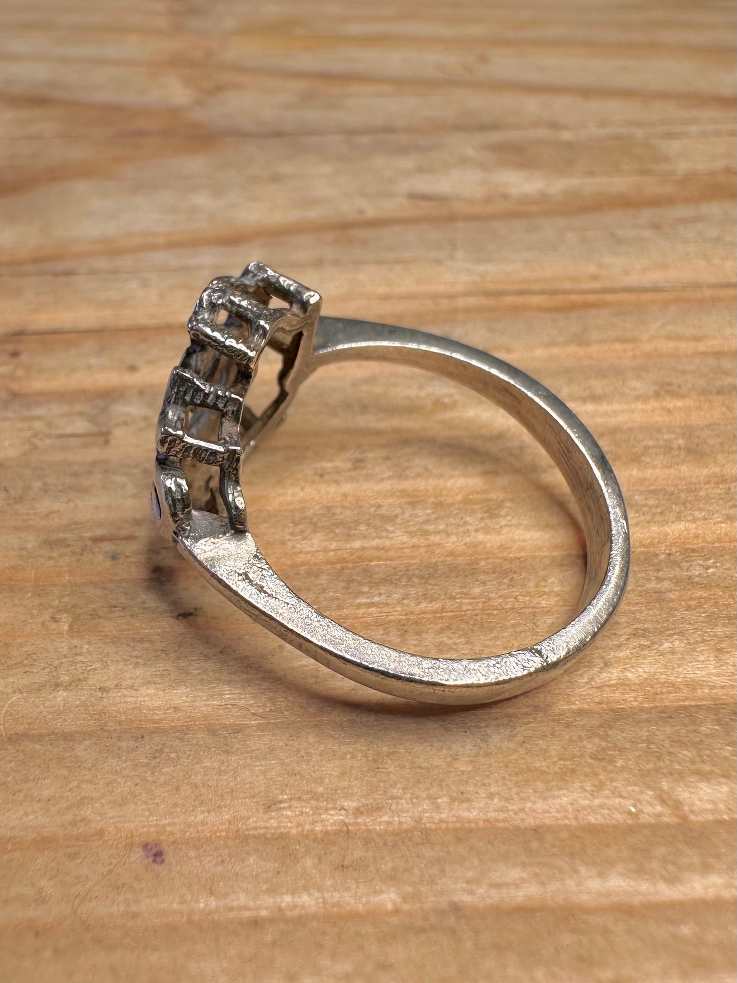 Vintage Artistic Love 925 Sterling Silver Size O1/2 Ring