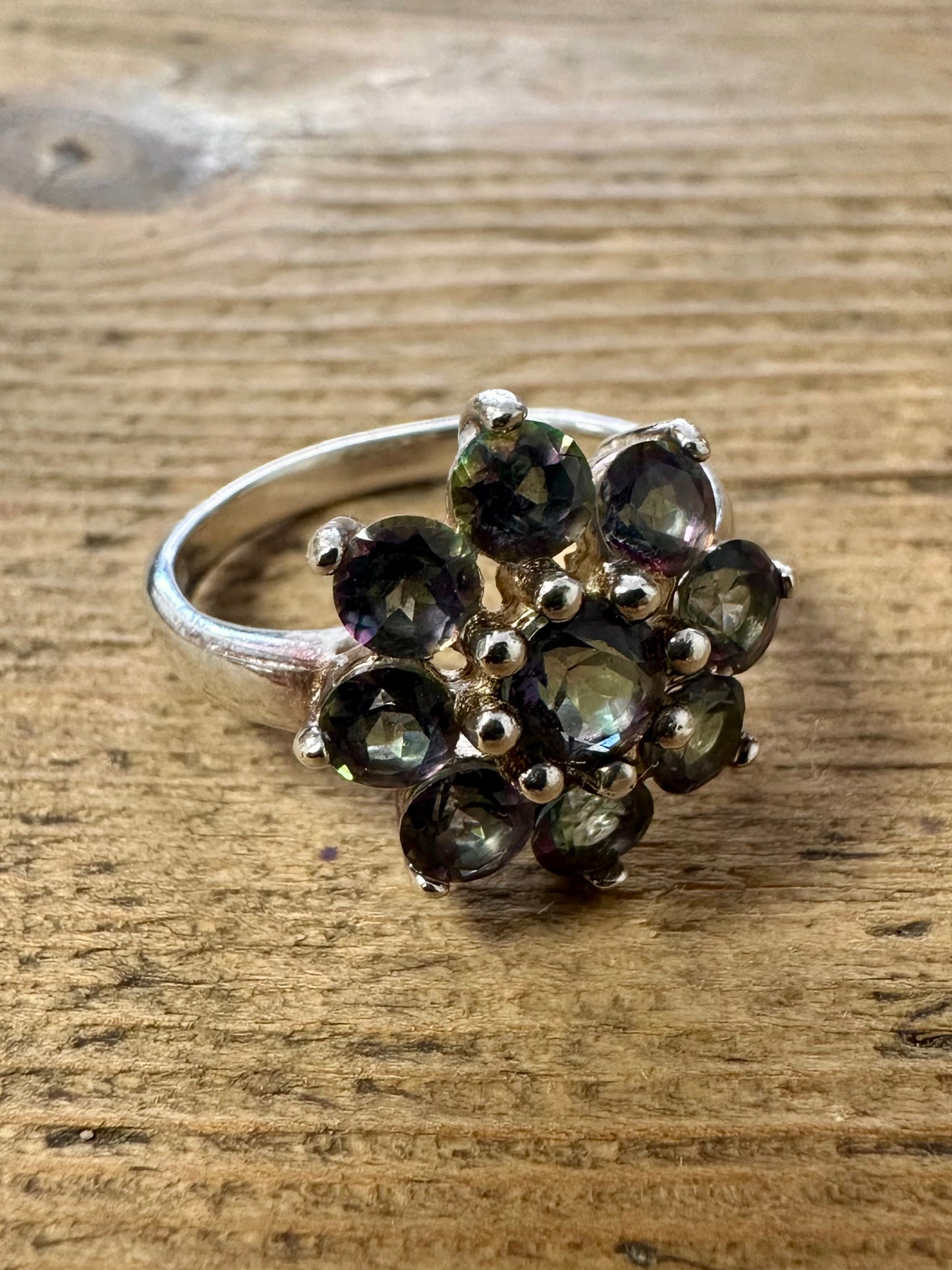 Modern Mystic Topaz Flower 925 Silver Size P Ring