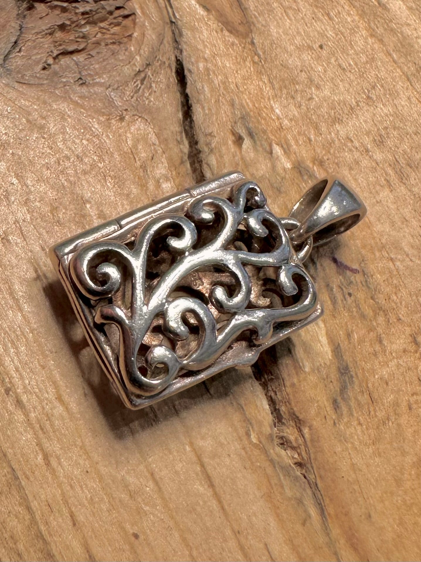 Vintage Filigree Locket 925 Silver Pendant
