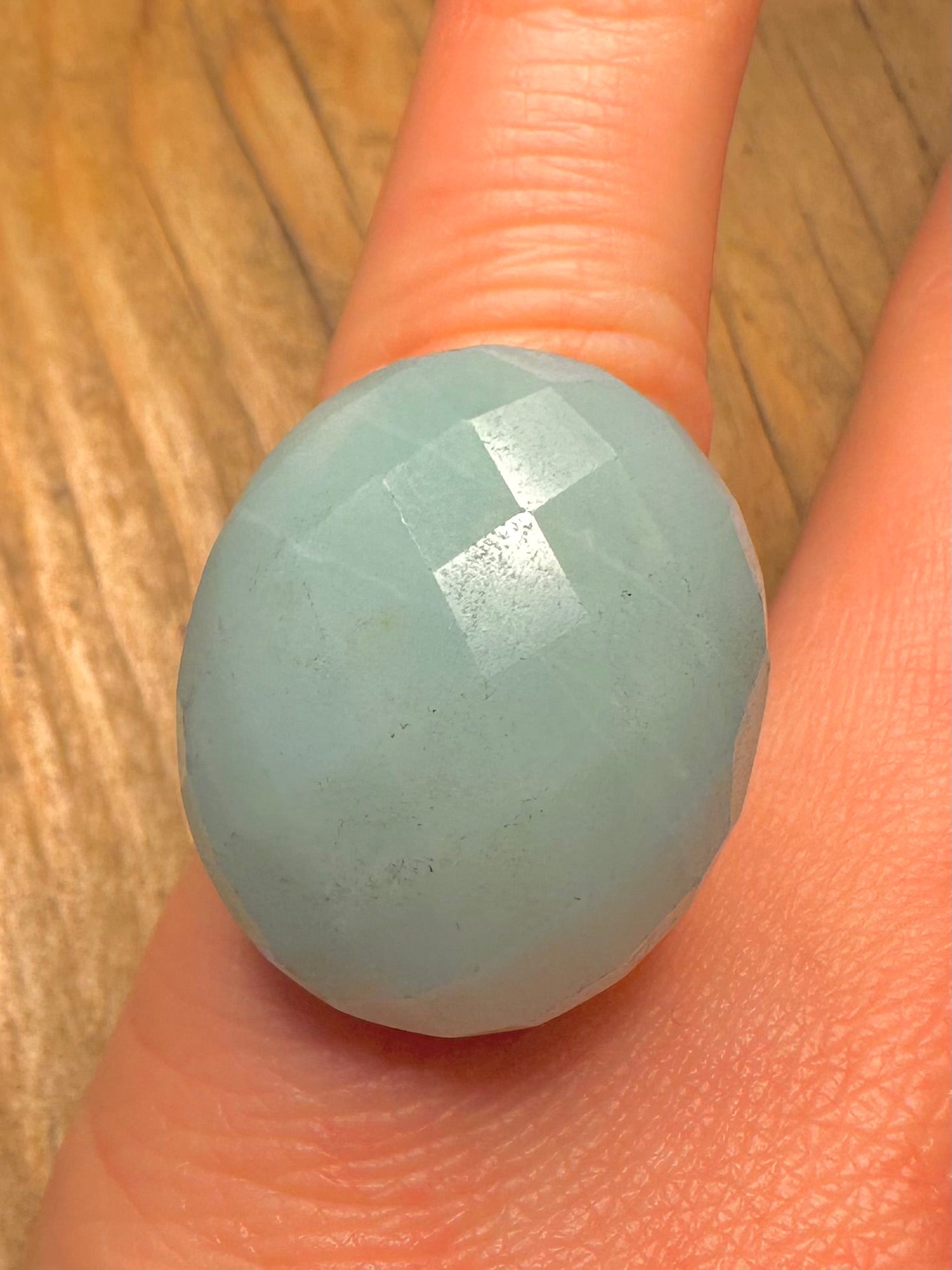 Modern Faceted Large Blue Stone 925 Sterling Silver Size K Ring