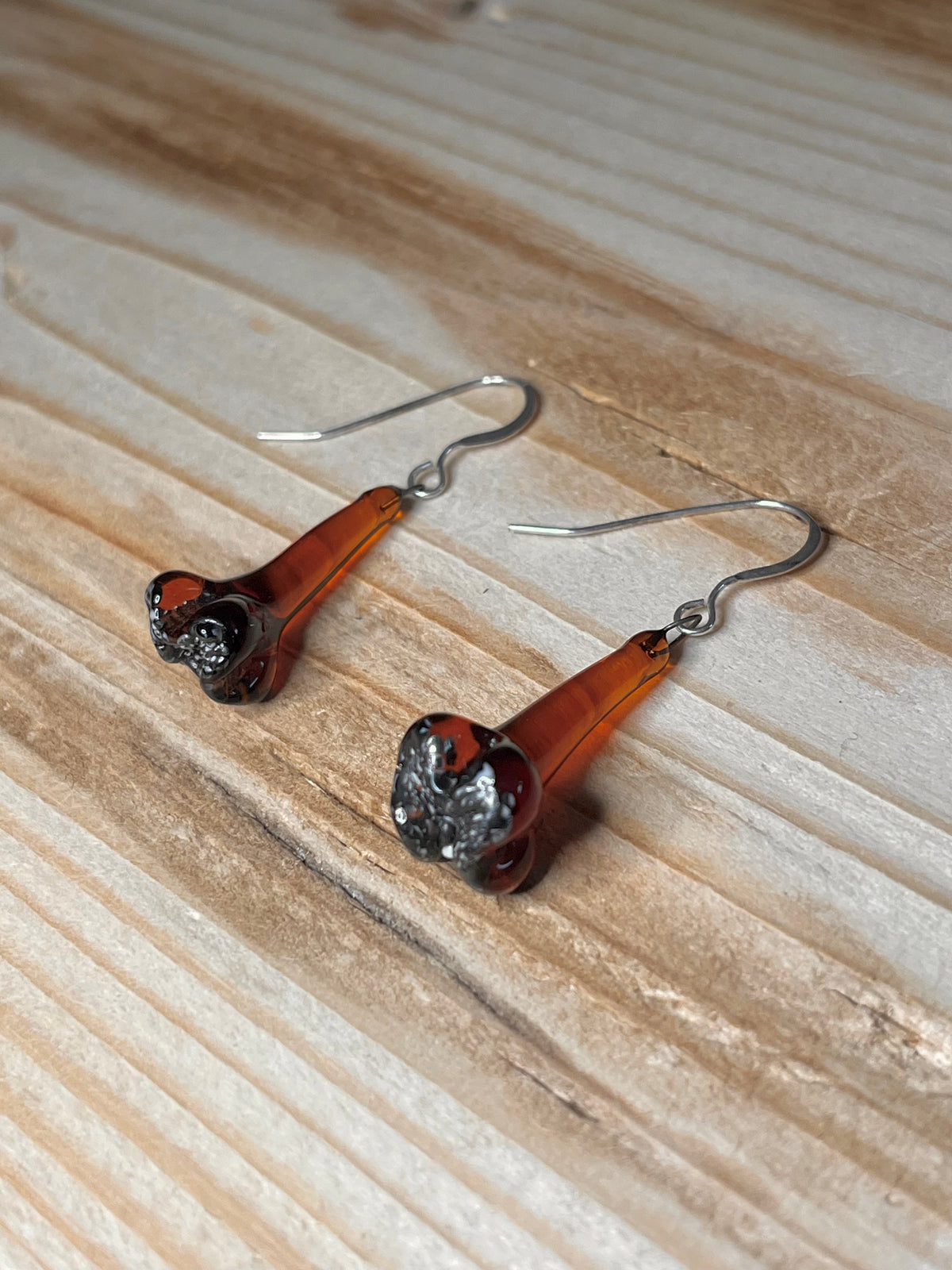 Orange Glass Elongated Drop Earrings