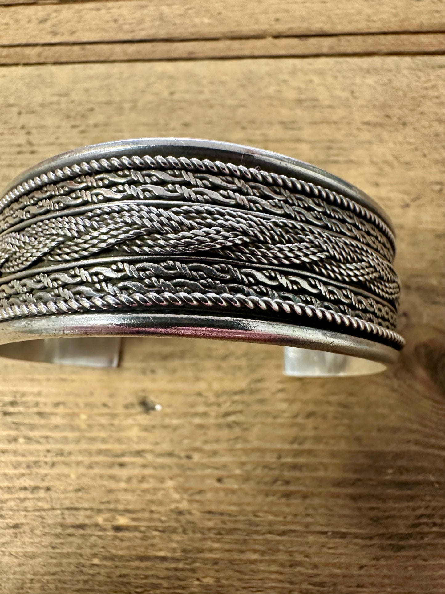 Vintage Tribal Woven Heavy 925 Silver Bangle