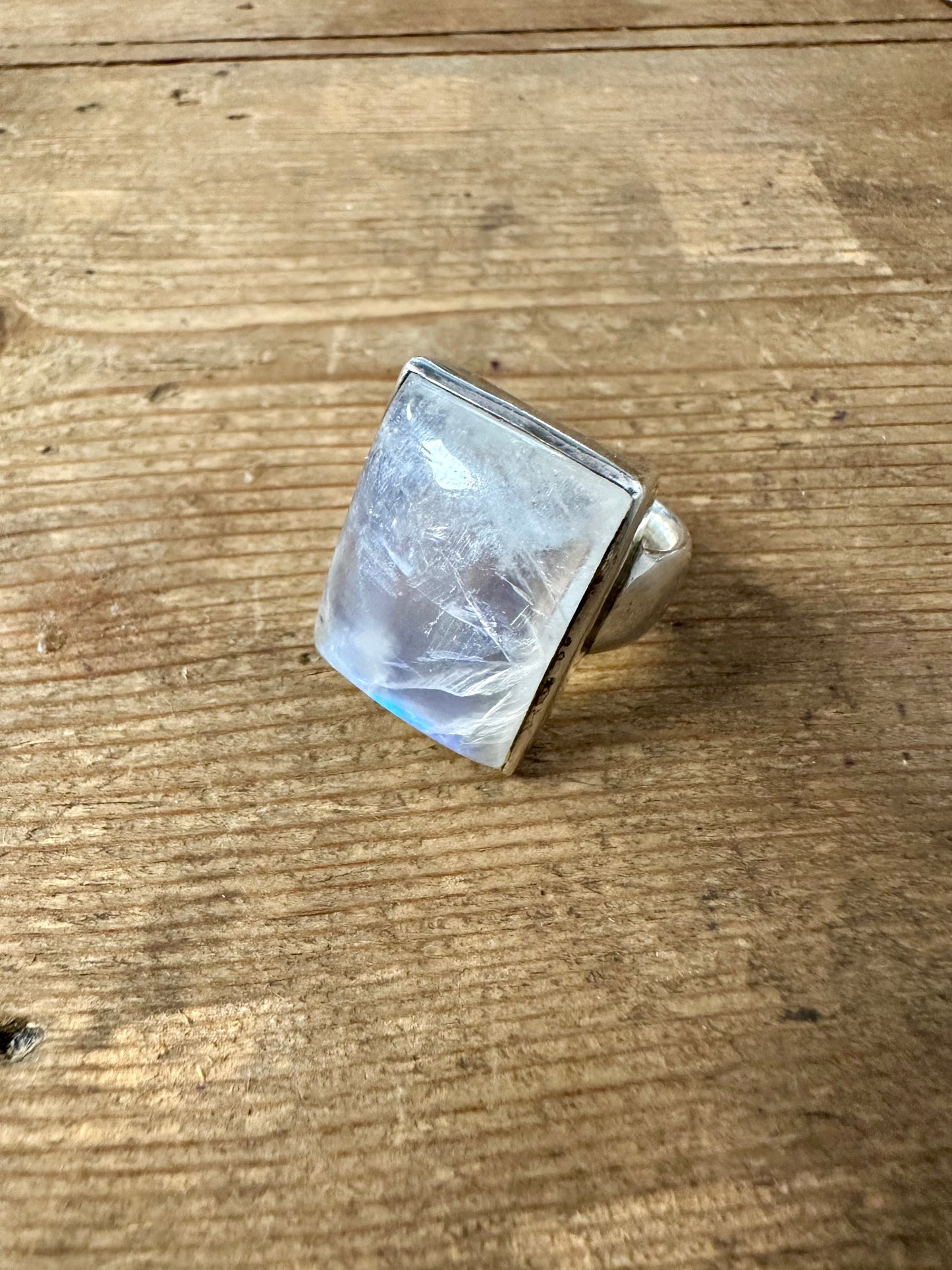 Large Moonstone Rectangle 925 Silver Size O Ring