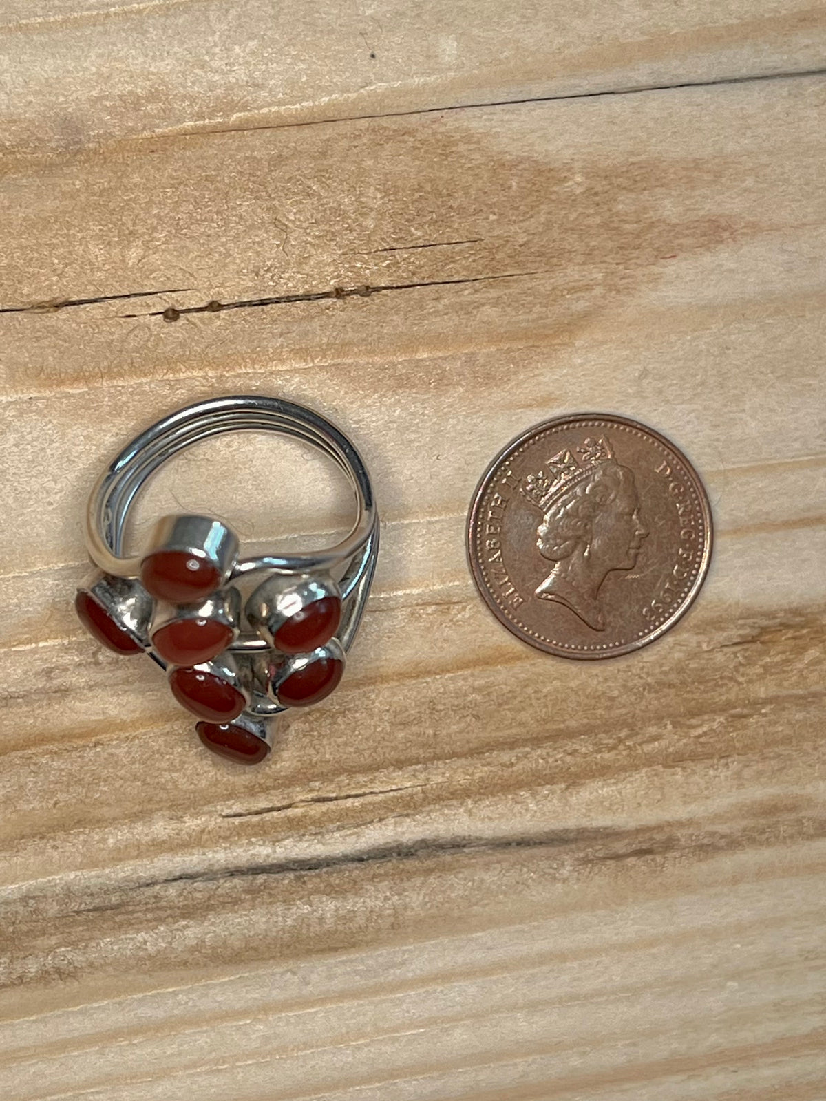 Multi-Gem Carnelian 925 Sterling Silver Size R/S Ring