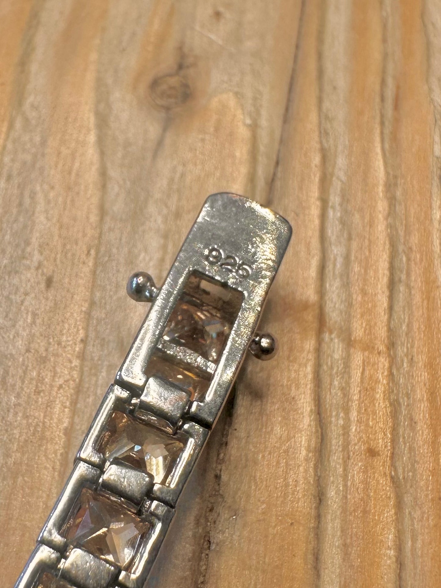 Modern Citrine Tennis 925 Sterling Silver 7 inch Bracelet