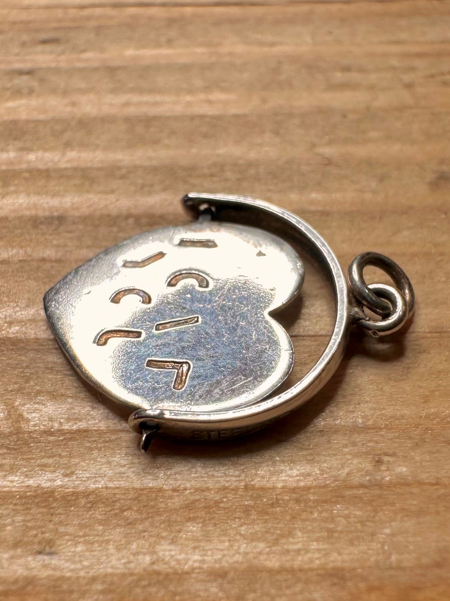 Vintage Herz "Ich liebe dich" Dreh-Anhänger aus 925 Sterling Silber