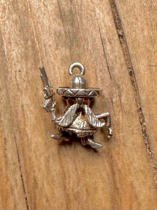 Vintage Yosemite Same Cartoon 925 Sterling Silver Charm Pendant