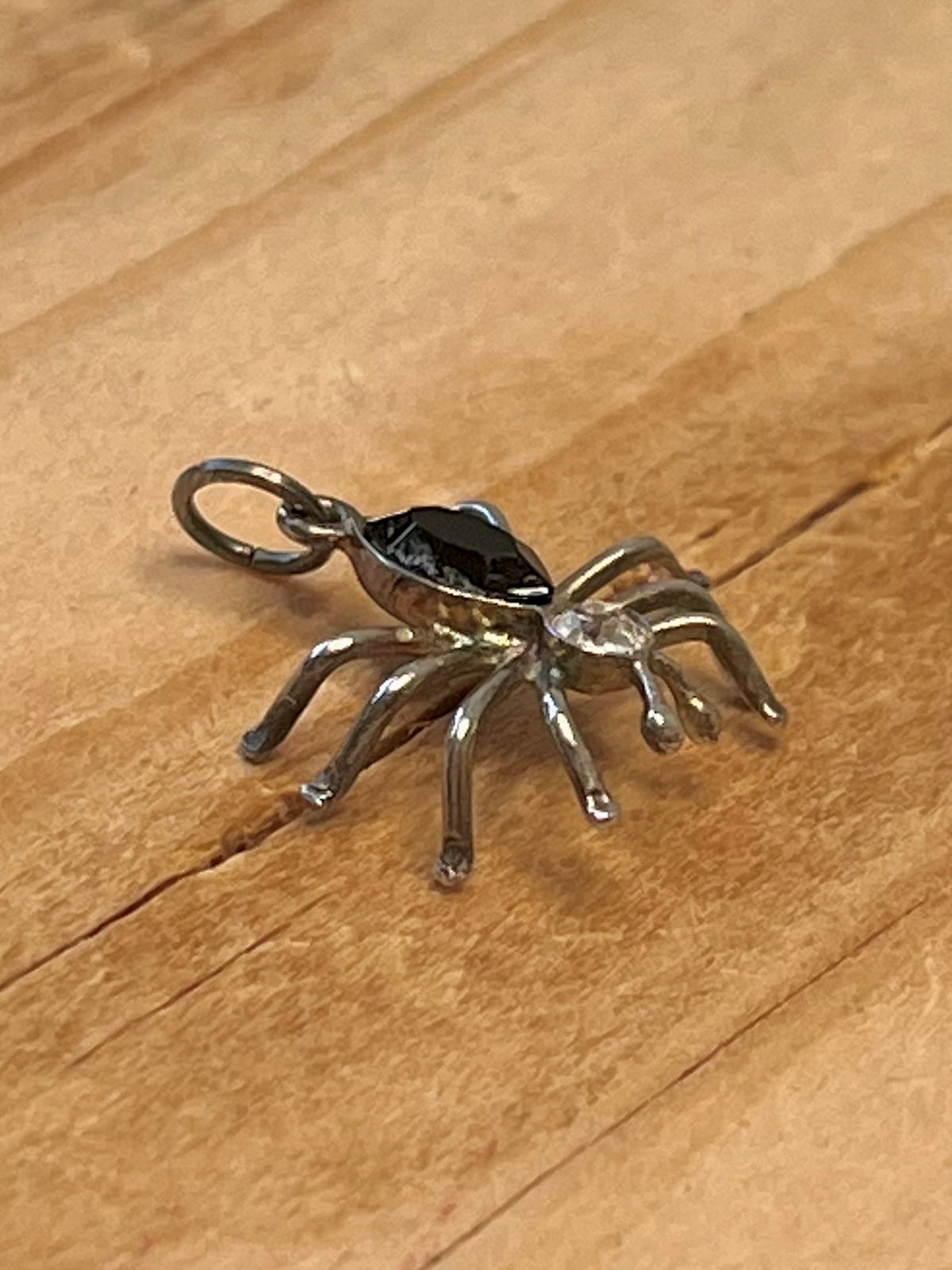 Small Black Onyx Spider 925 Sterling Silver Pendant