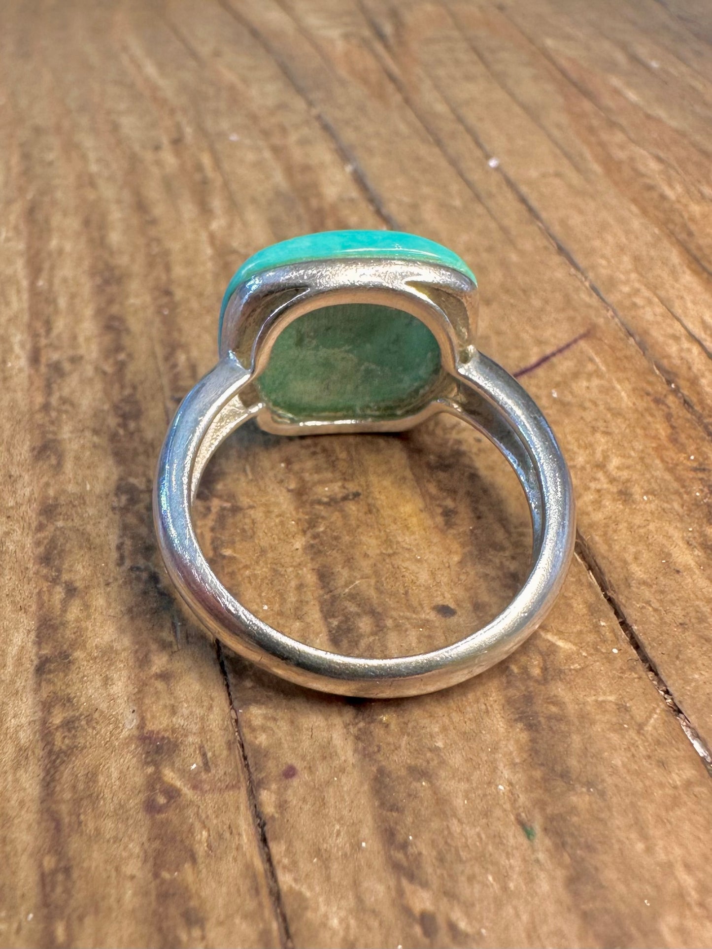 Turquoise Cushion Cut 925 Sterling Silver Size P Ring