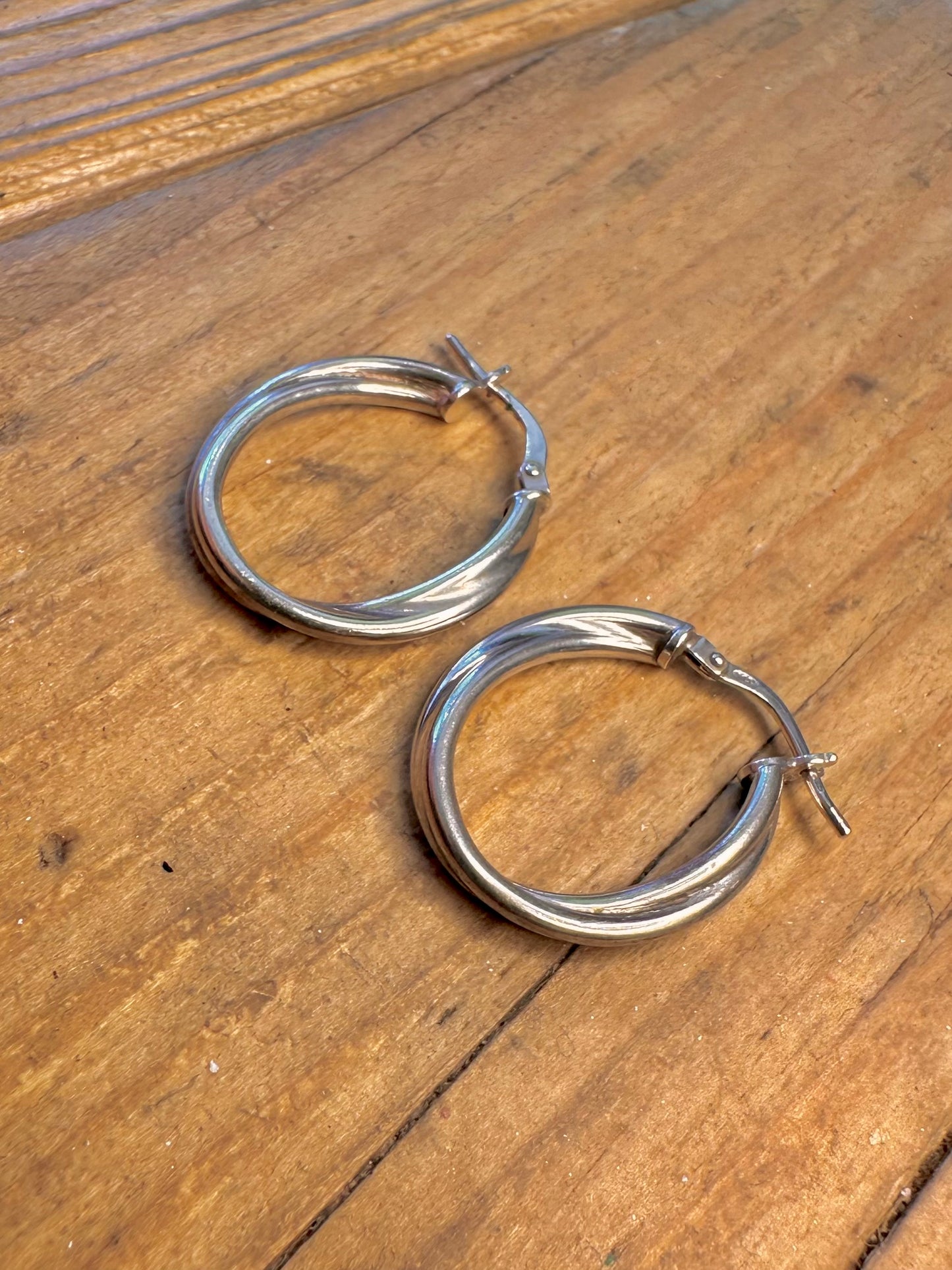 Twisted Hoops 925 Sterling Silver Earrings