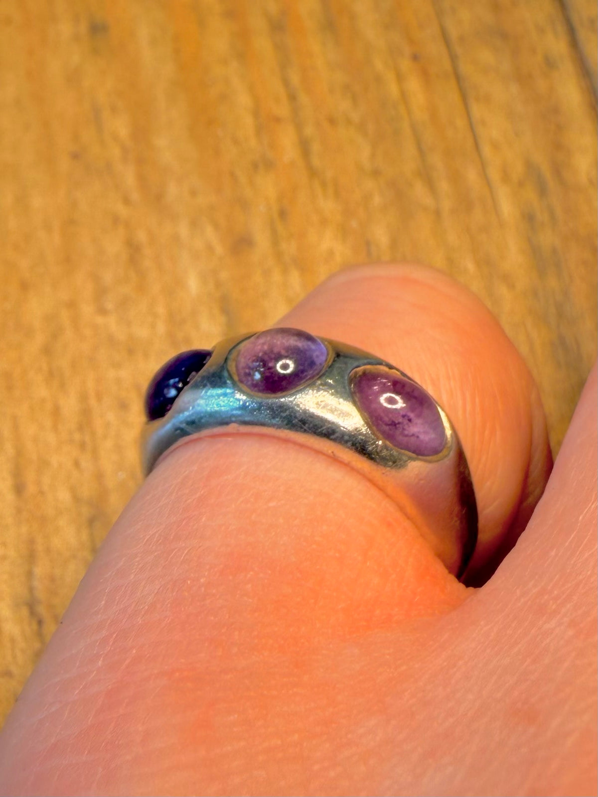 Abstract Amethyst Dome 925 Sterling Silver Size L1/2 Ring