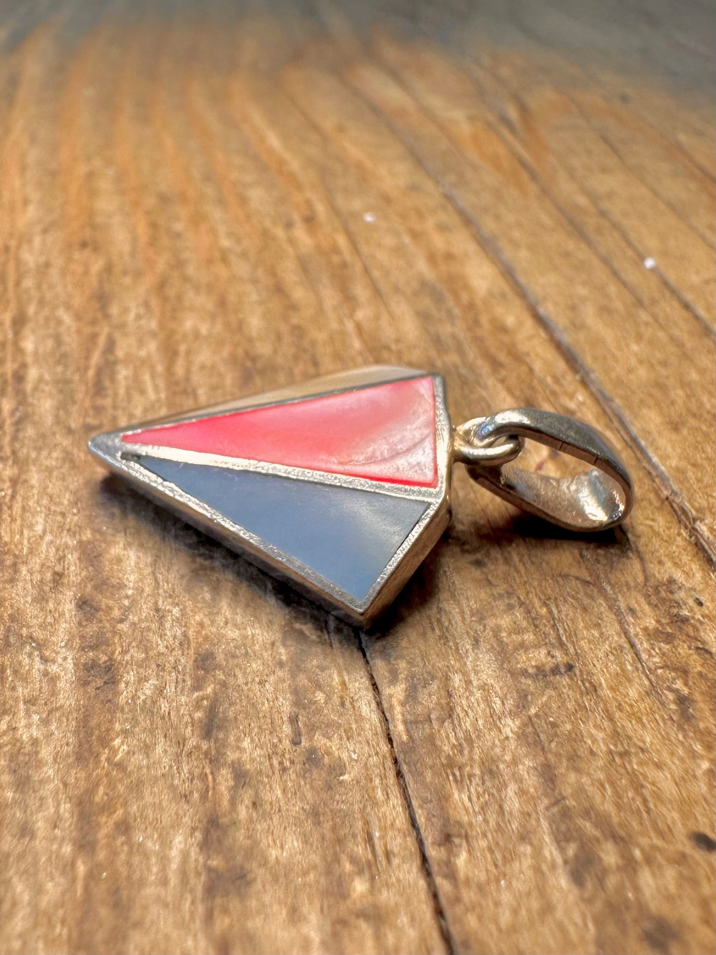 Triangle Coloured Mother of Pearl 925 Sterling Silver Pendant