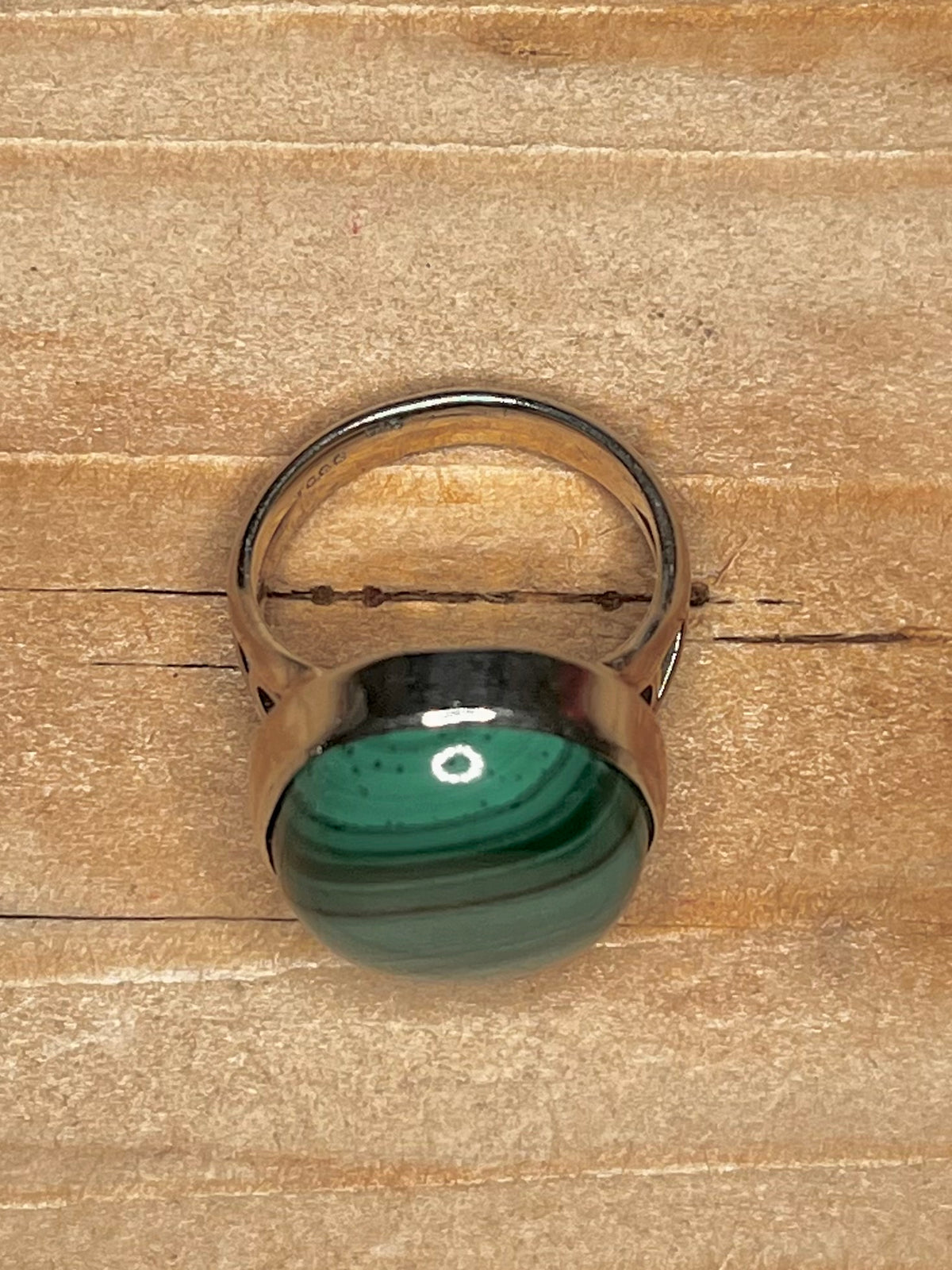 Oval Malachite 925 Sterling Silver Size K Ring
