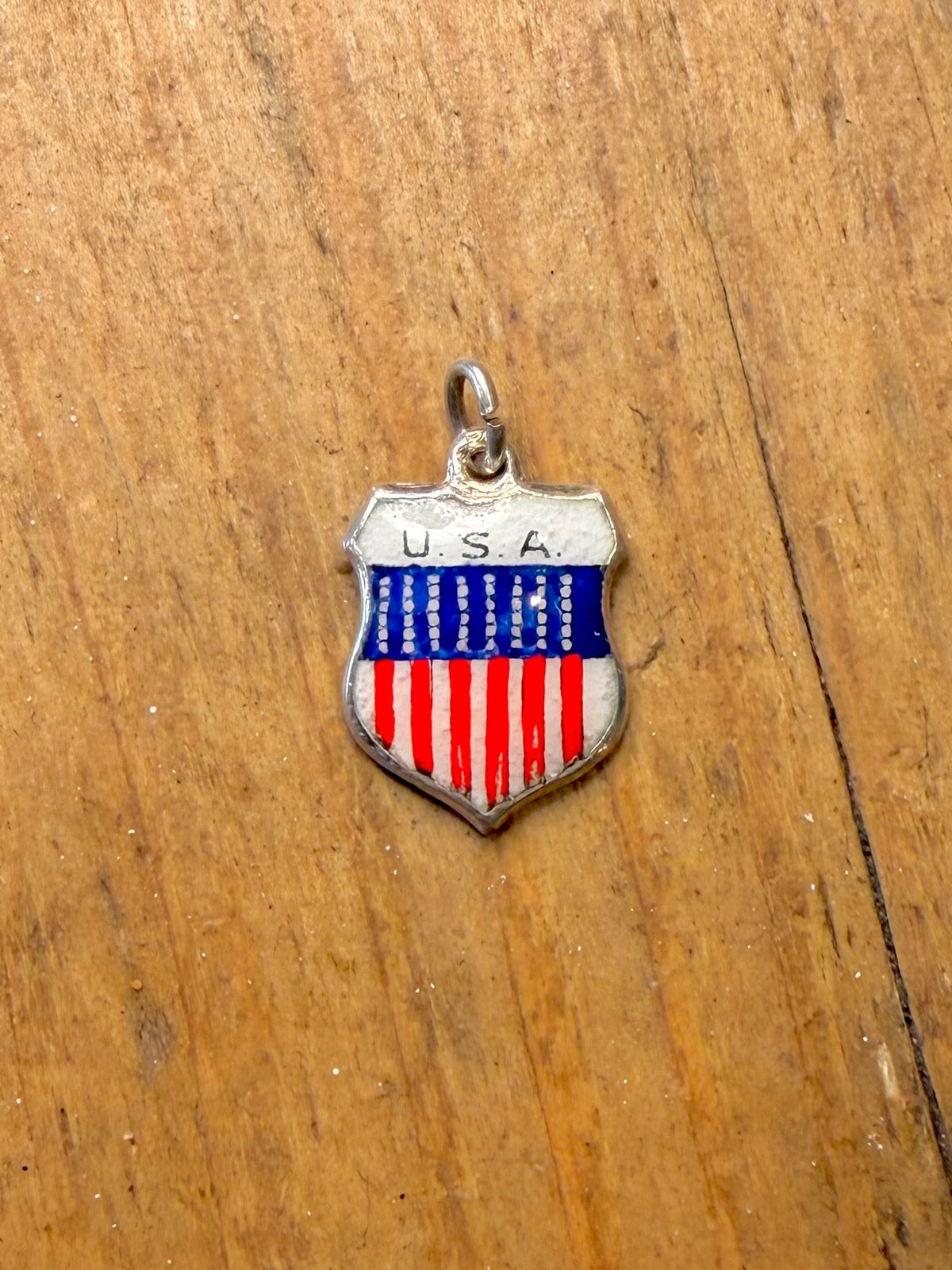 USA Enamel Crest 925 Sterling Silver Pendant