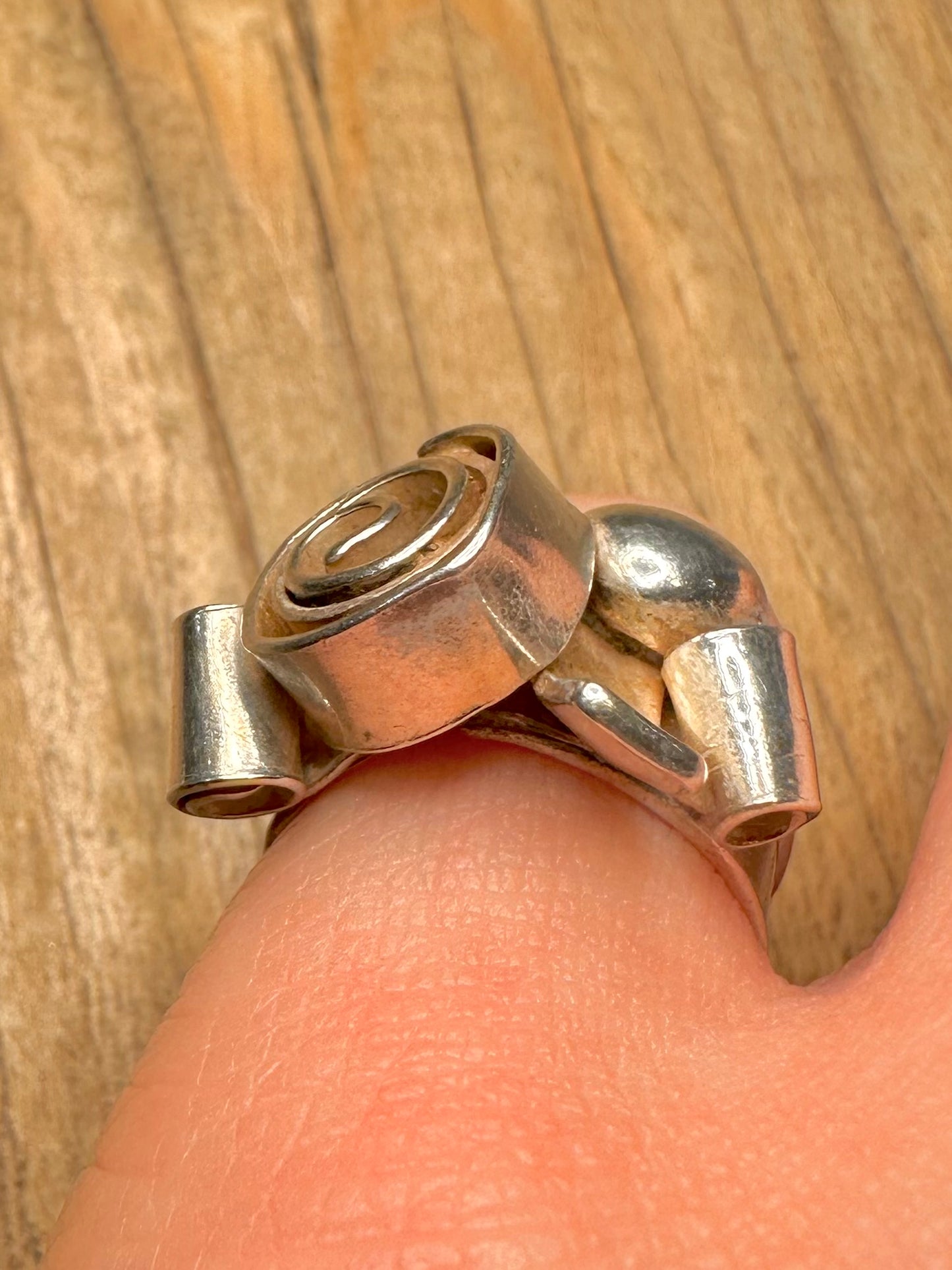 Abstract Modernist 925 Sterling Silver Size M1/2 Ring