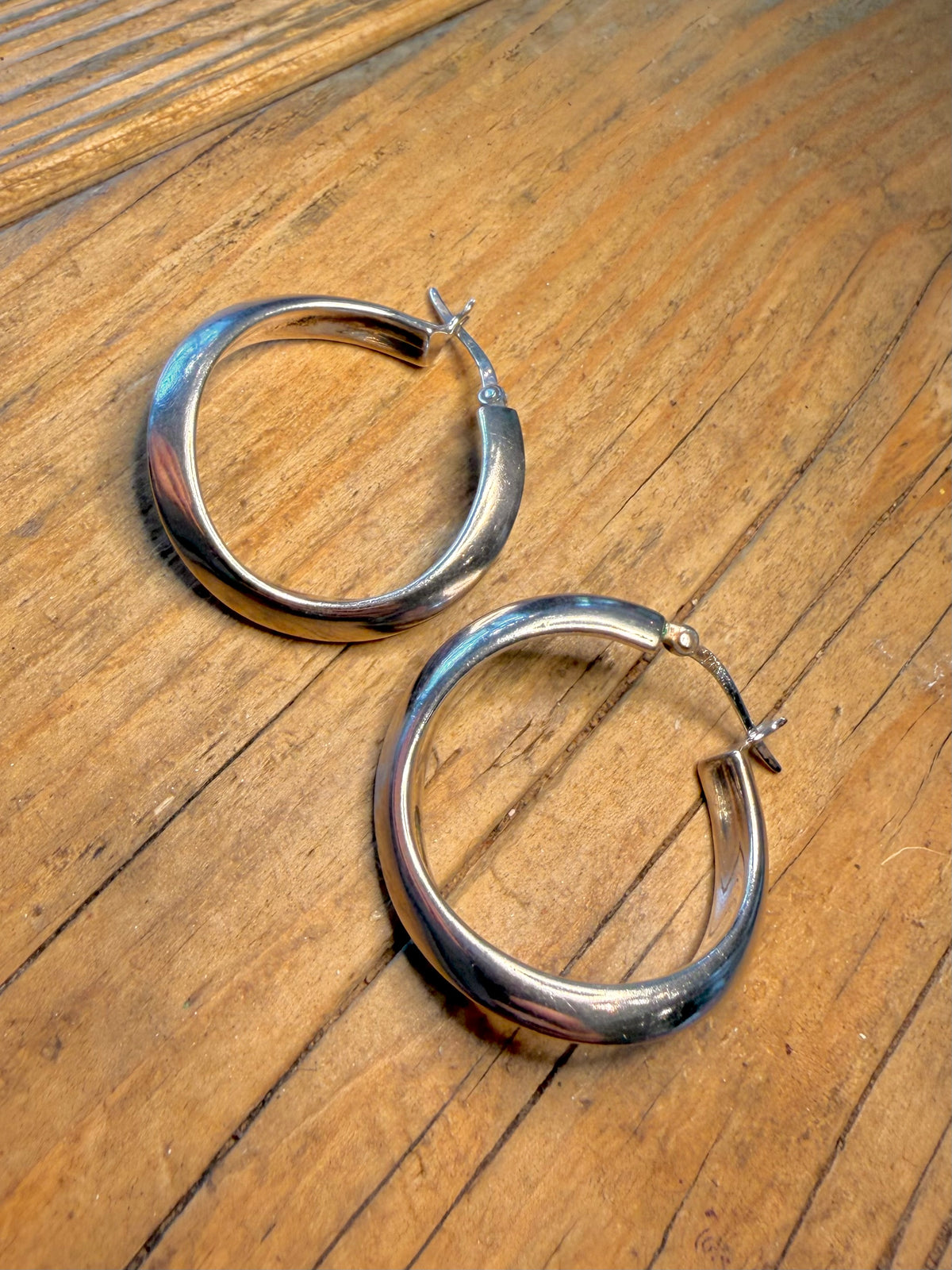 Thick Wavy Hoop 925 Sterling Silver Earrings