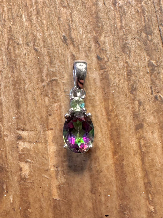 Mystic Topaz and Peridot 925 Sterling Silver Pendant