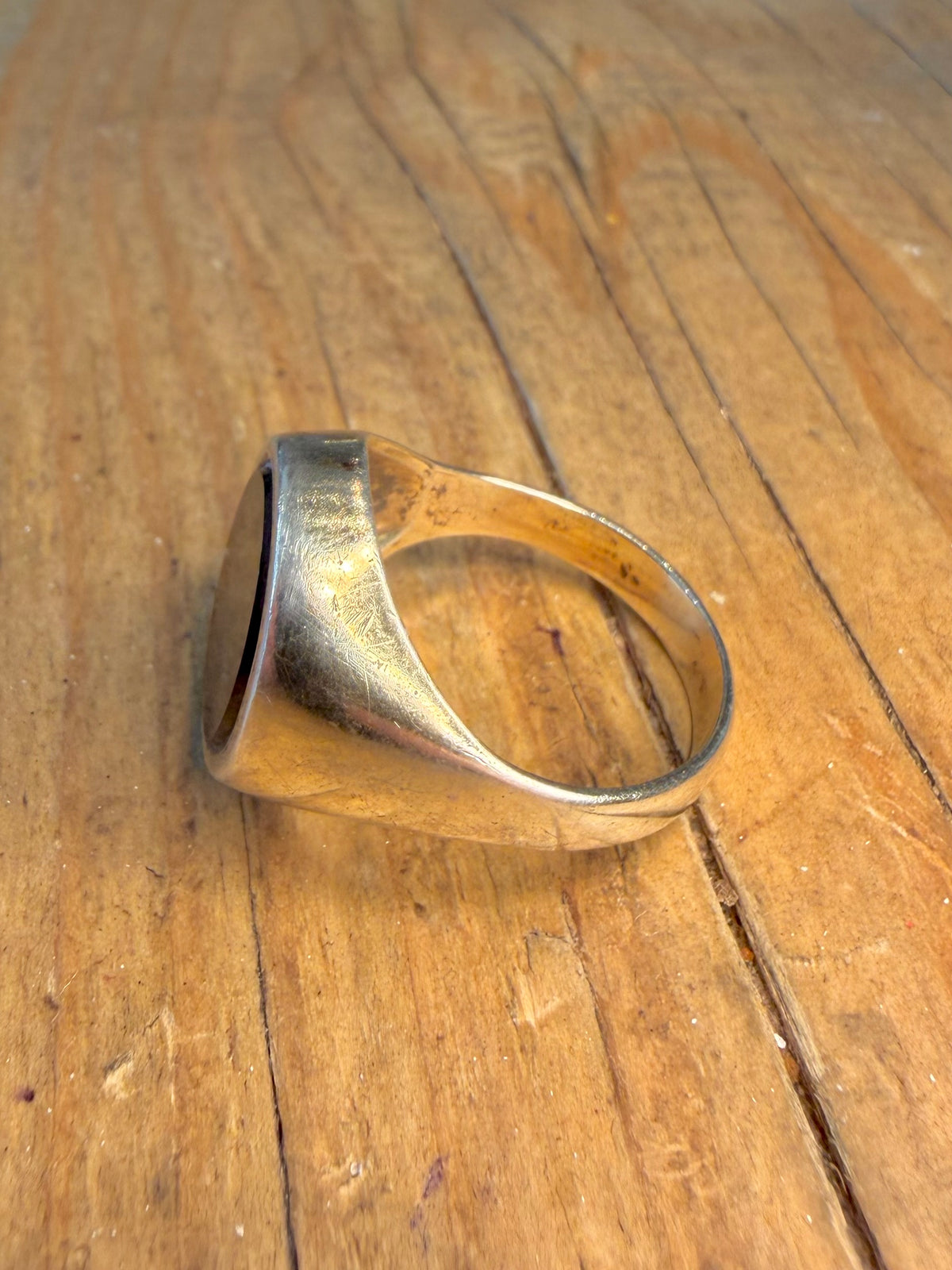Black Onyx Signet Gold on 925 Sterling Silver Size V Ring