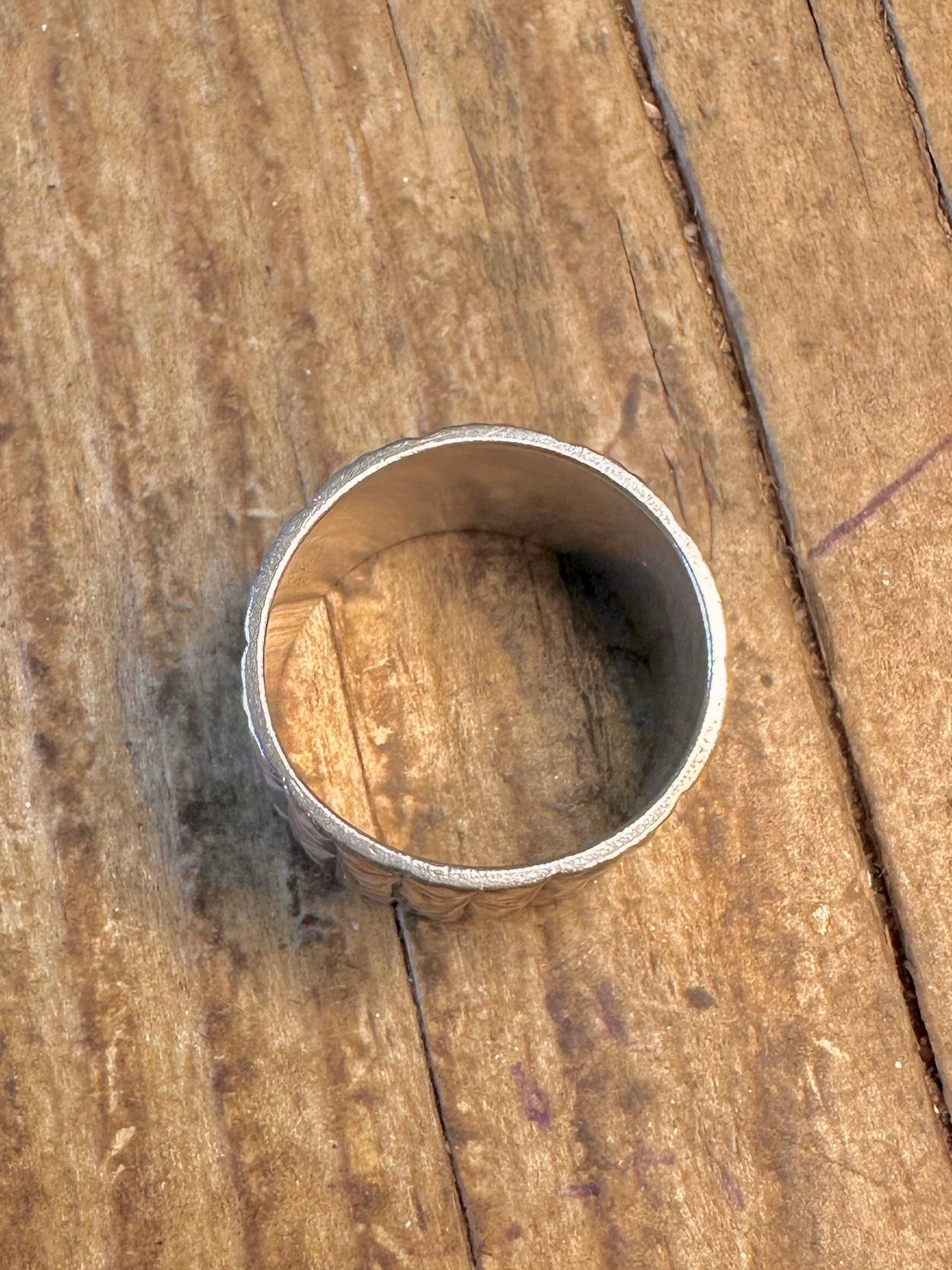Wide 1972 Geometric Starburst Band 925 Sterling Silver Size L Ring