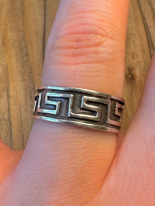 Greek Key Band 925 Sterling Silver Size S1/2 Ring